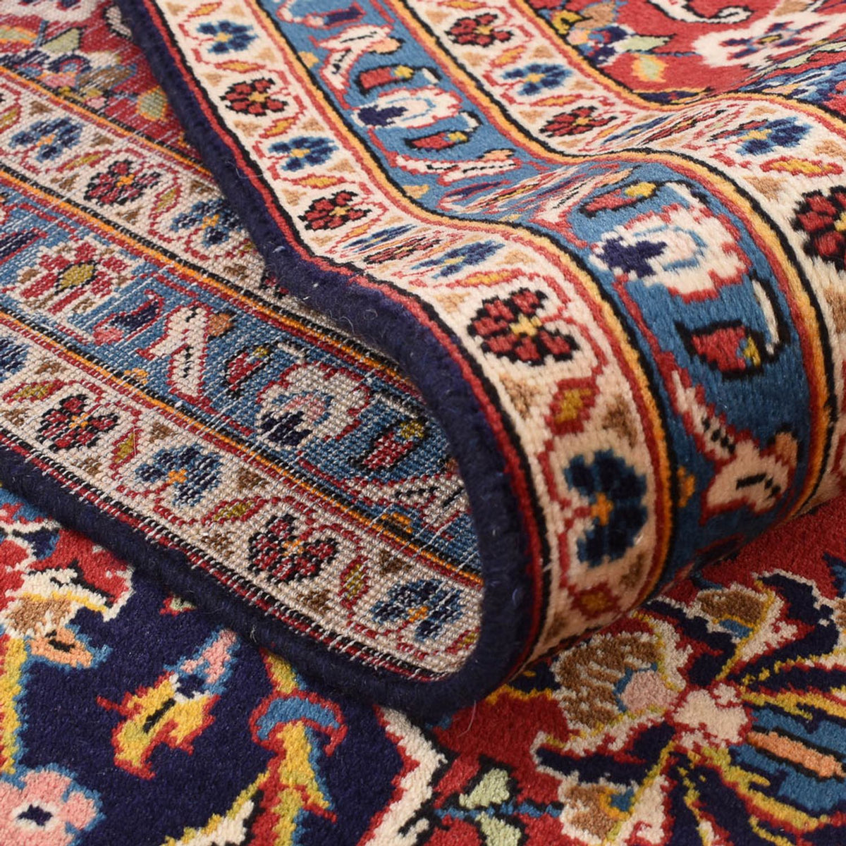 Tapis persan - Keshan - 407 x 296 cm - bleu foncé