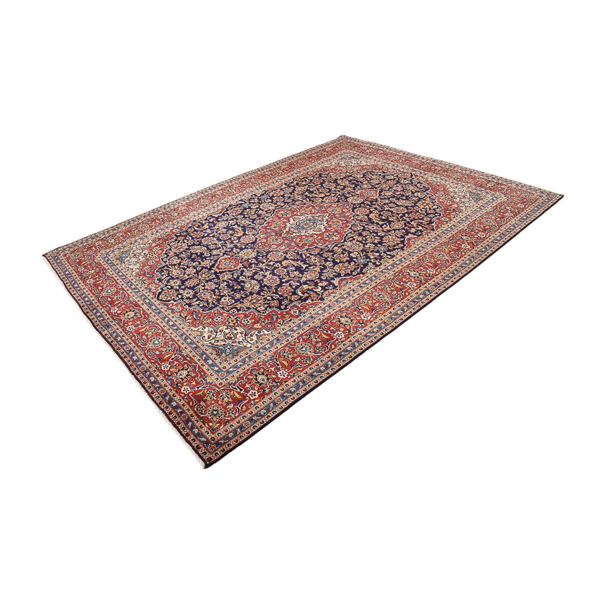 Tapis persan - Keshan - 407 x 296 cm - bleu foncé