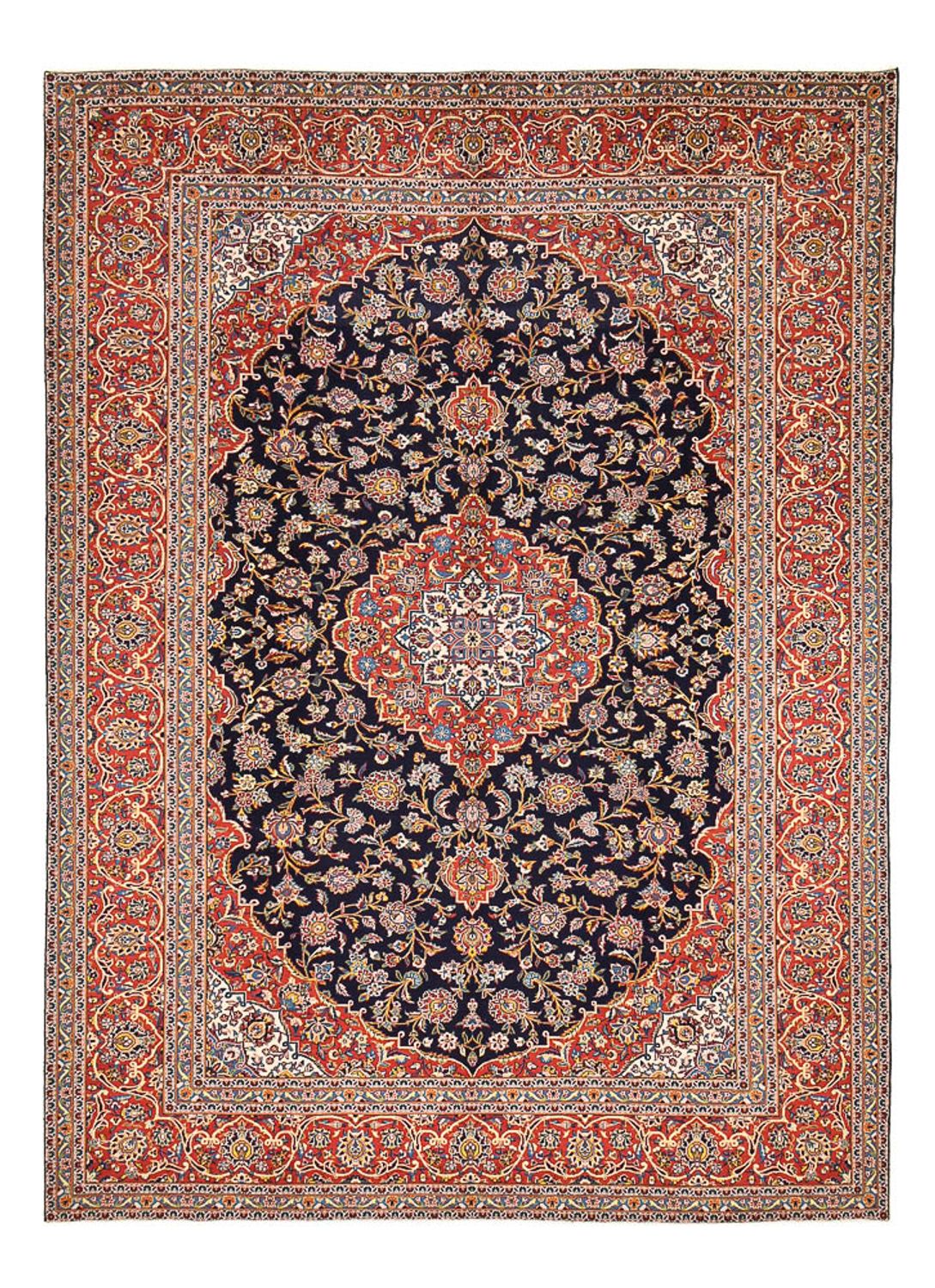 Tapis persan - Keshan - 398 x 295 cm - bleu foncé
