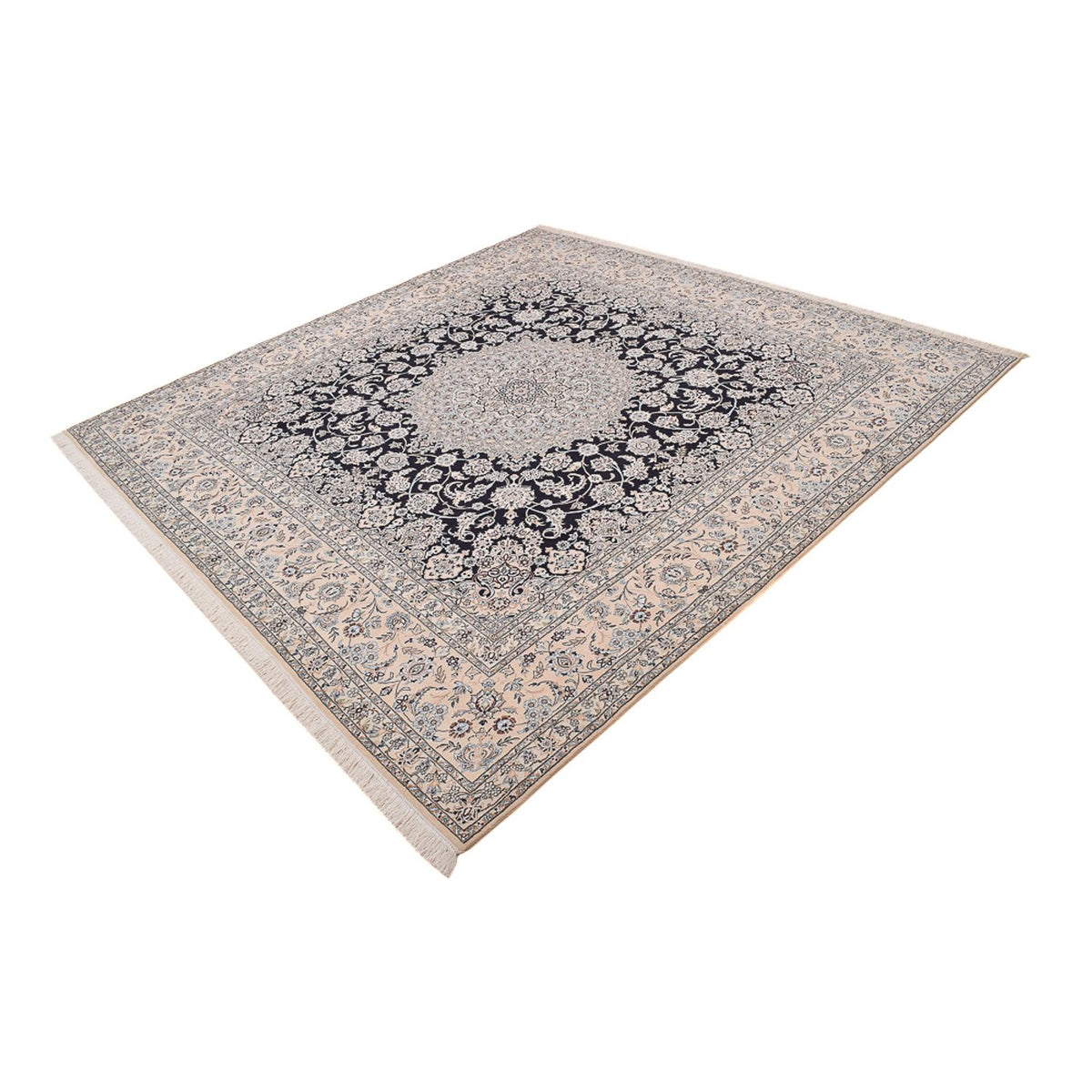 Tapis persan - Nain - Royal carré  - 310 x 305 cm - bleu foncé