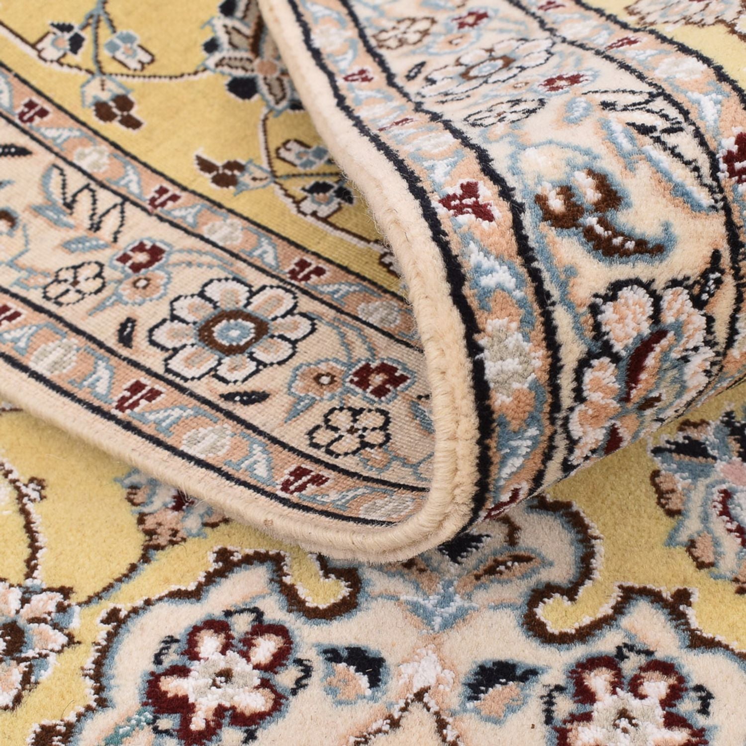 Tapis de couloir Tapis persan - Nain - Royal - 273 x 88 cm - jaune
