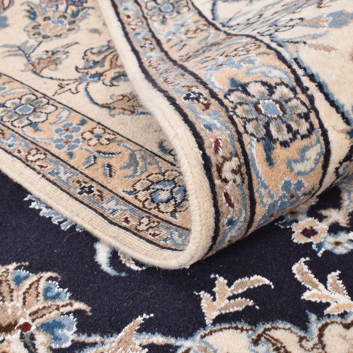 Tapis persan - Nain - 292 x 243 cm - bleu foncé