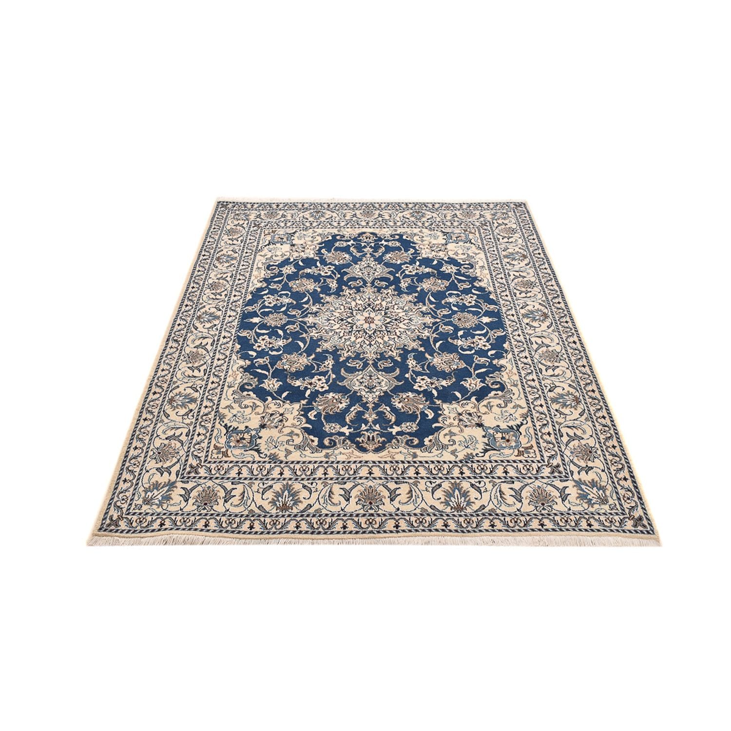 Tapis persan - Nain - 202 x 155 cm - bleu foncé