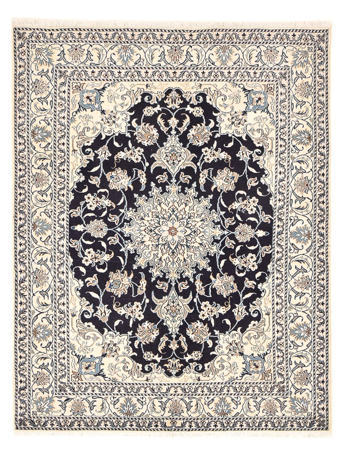 Tapis persan - Nain - 203 x 150 cm - bleu foncé