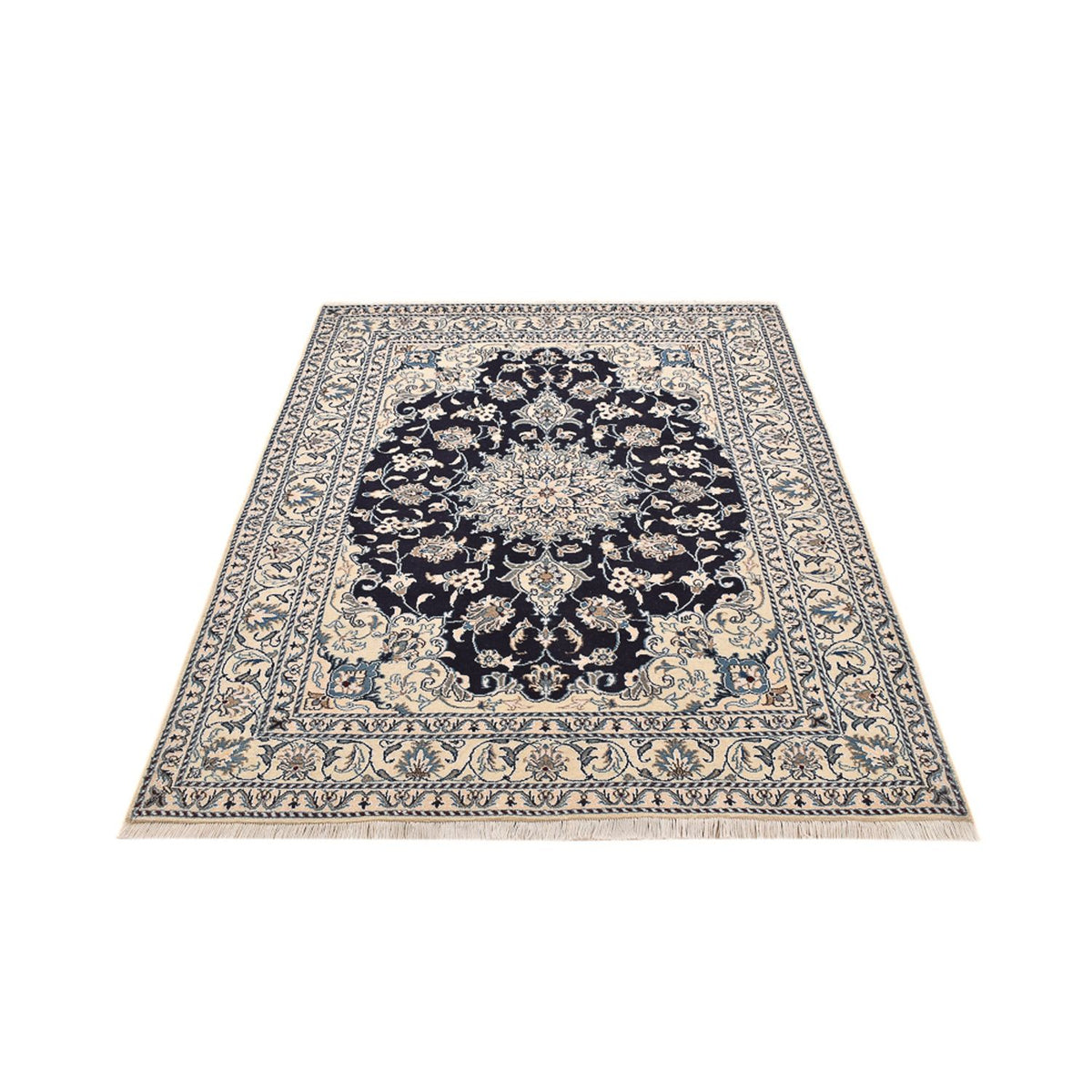 Tapis persan - Nain - 203 x 150 cm - bleu foncé