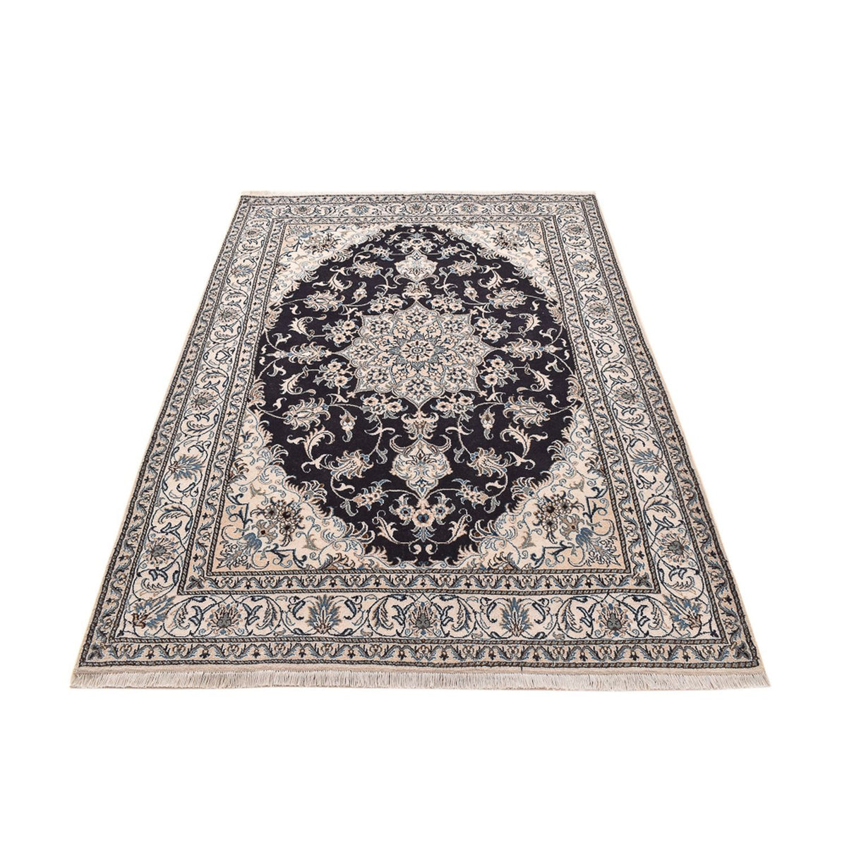 Tapis persan - Nain - 238 x 161 cm - bleu foncé