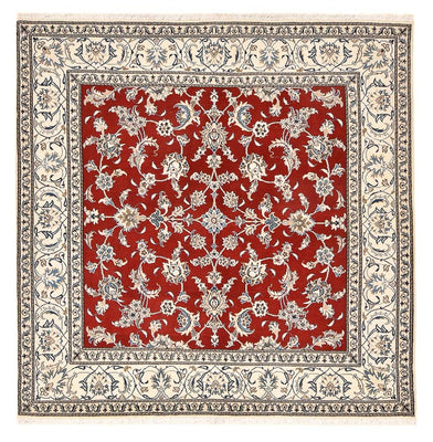 Tapis persan - Nain carré  - 203 x 193 cm - rouge