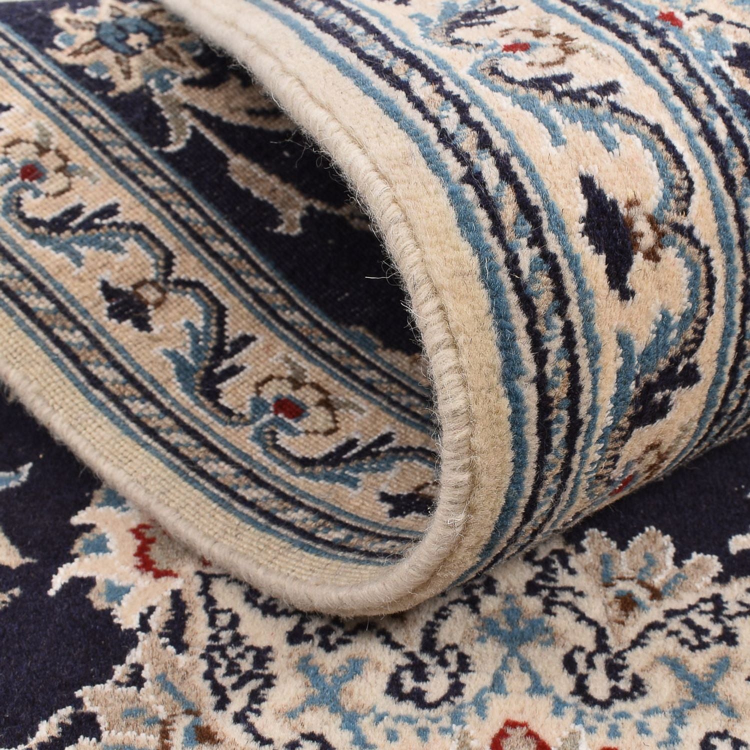 Tapis de couloir Tapis persan - Nain - 206 x 77 cm - bleu foncé