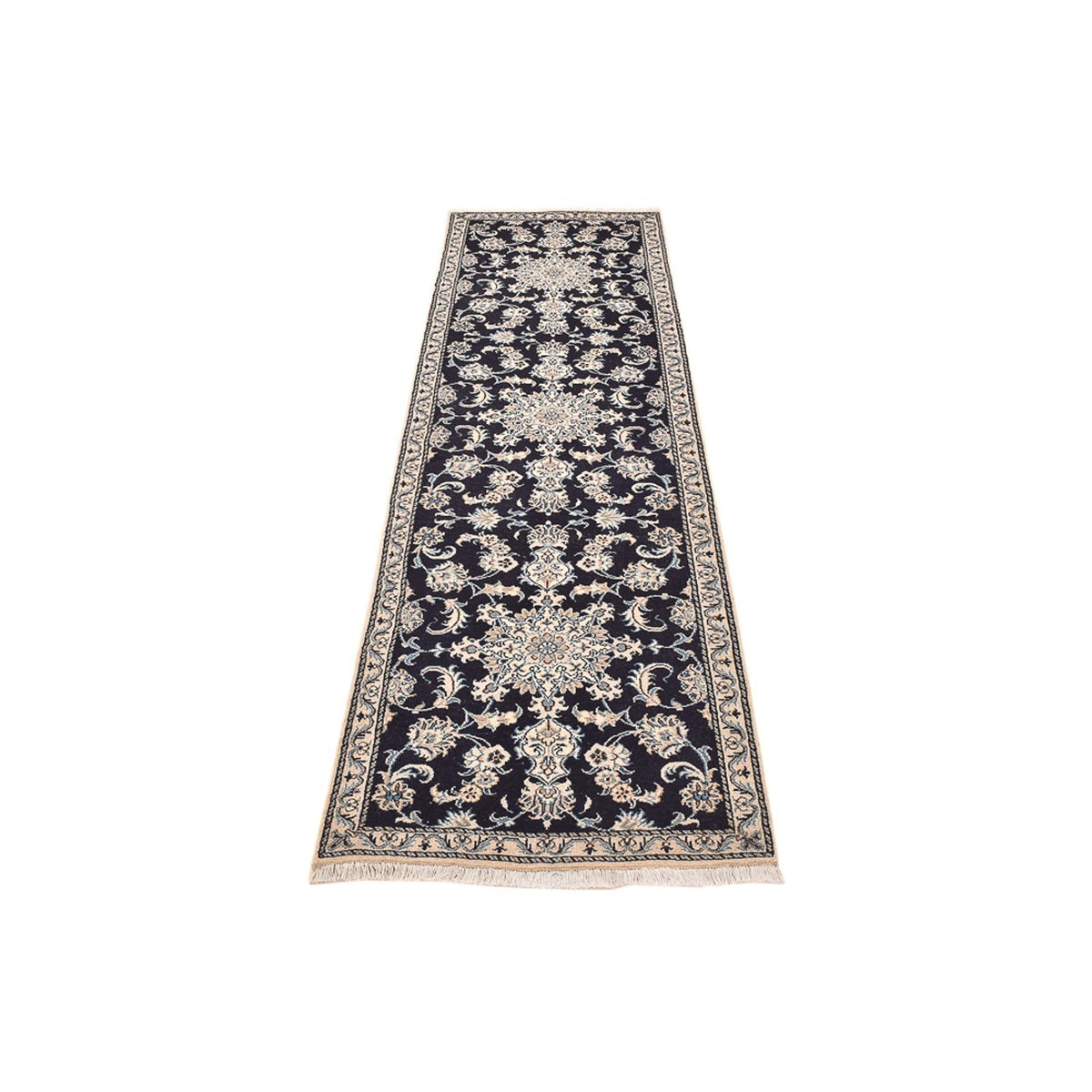 Tapis de couloir Tapis persan - Nain - 292 x 78 cm - bleu foncé