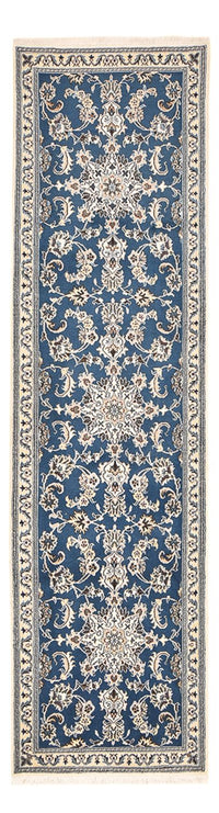 Tapis de couloir Tapis persan - Nain - 298 x 80 cm - bleu de mer