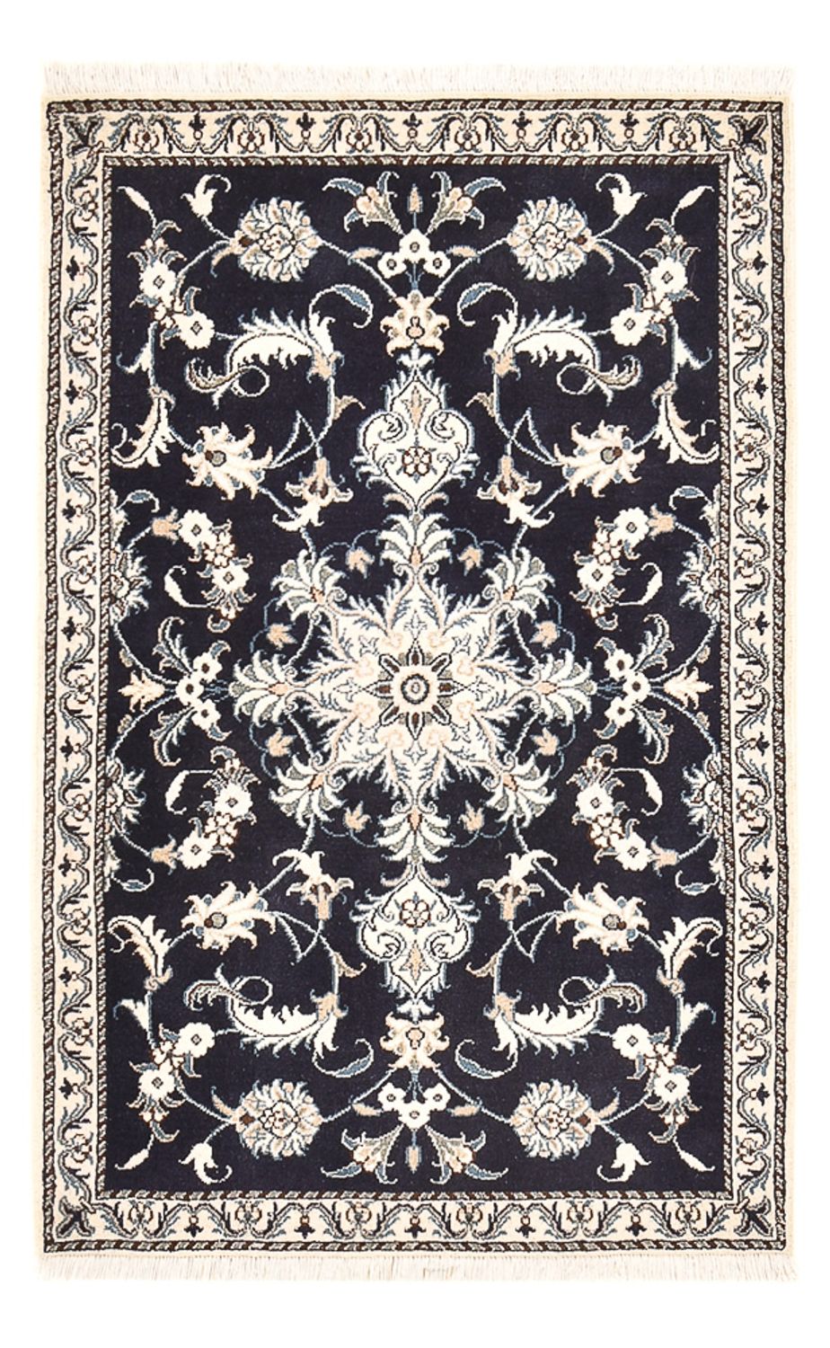 Tapis persan - Nain - 137 x 87 cm - bleu foncé