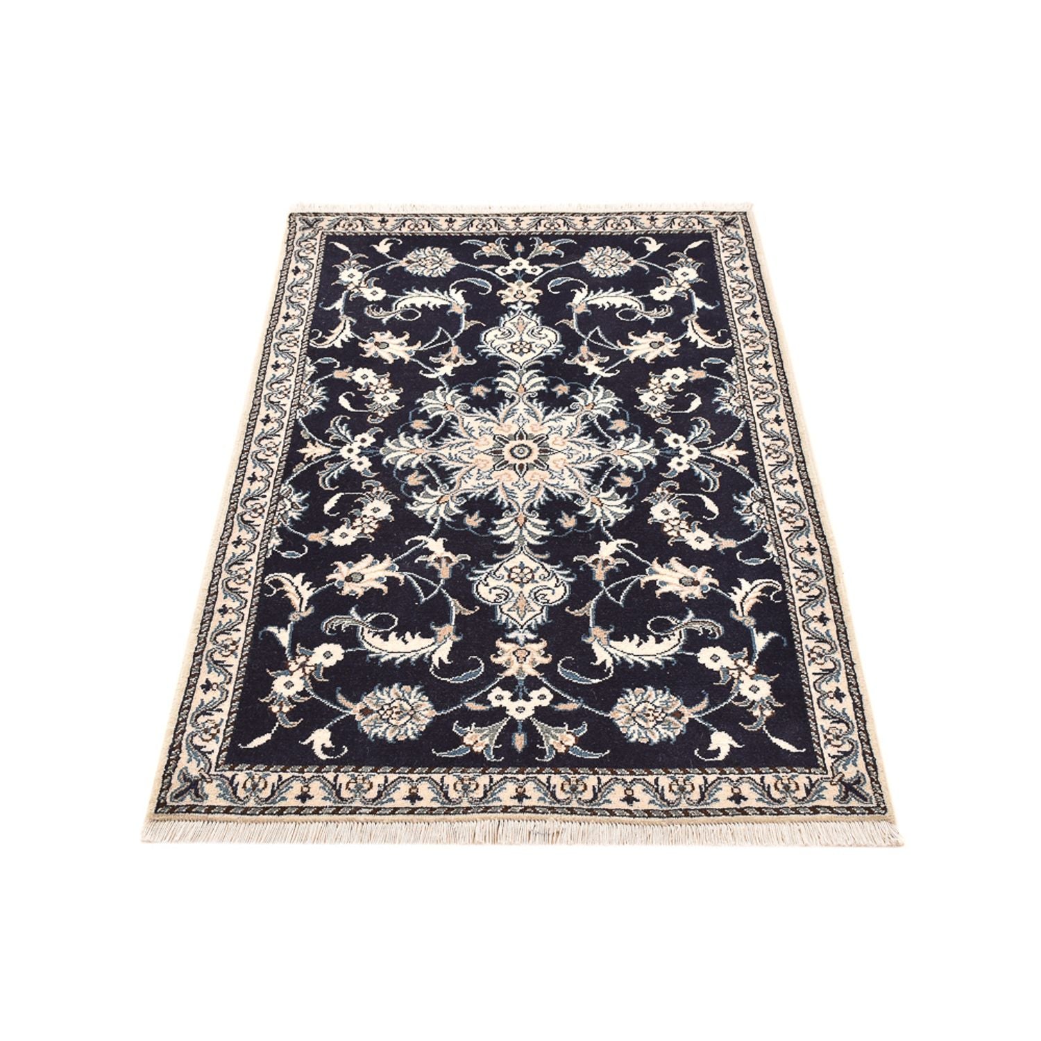 Tapis persan - Nain - 137 x 87 cm - bleu foncé