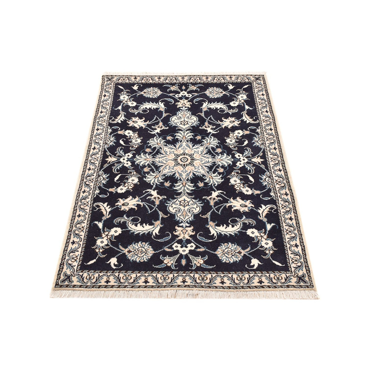 Tapis persan - Nain - 137 x 87 cm - bleu foncé