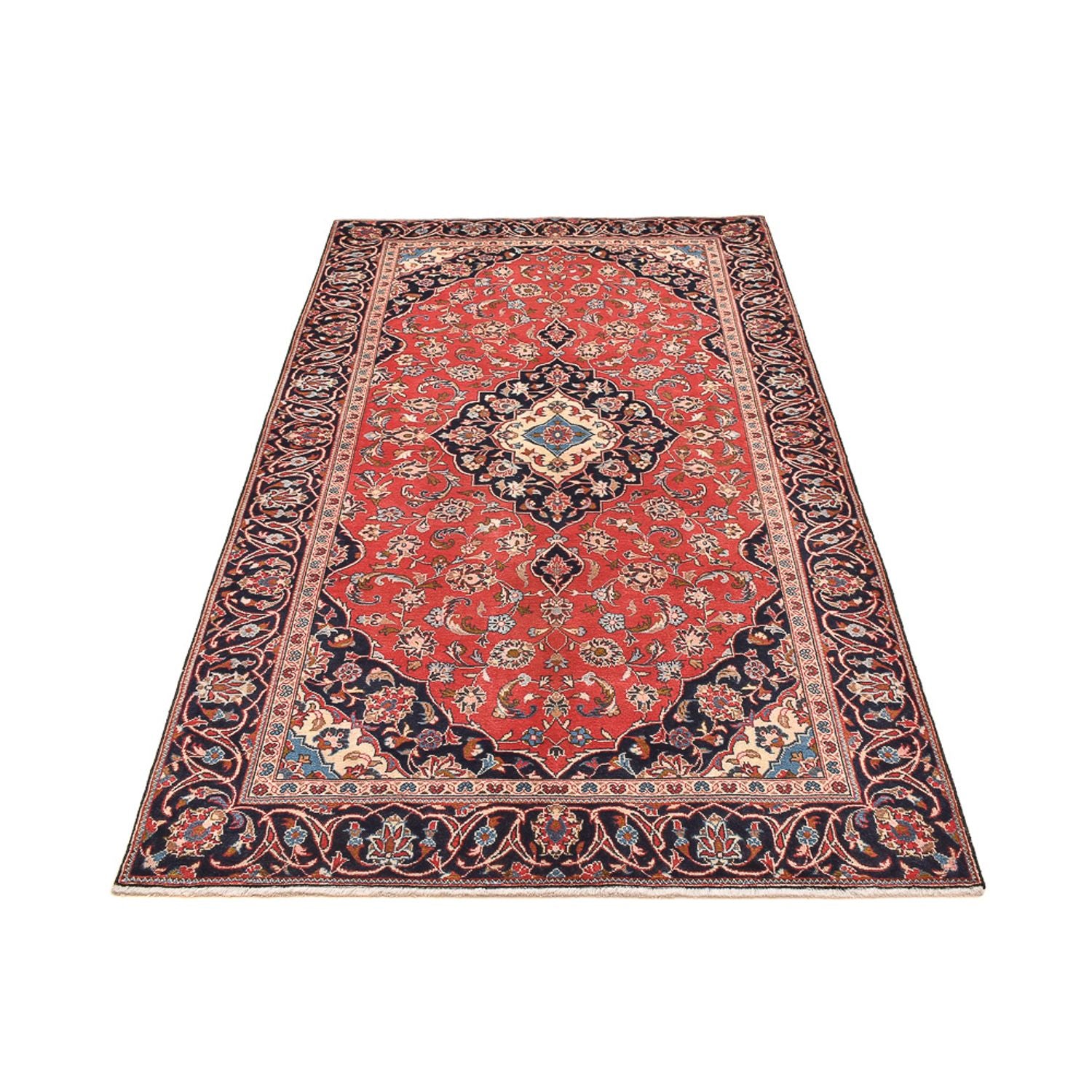 Tapis persan - Keshan - 253 x 134 cm - rouge clair