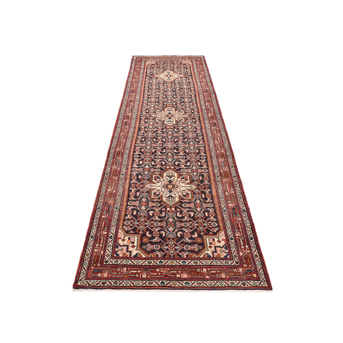 Tapis de couloir Tapis persan - Nomadic - 412 x 114 cm - rouge foncé