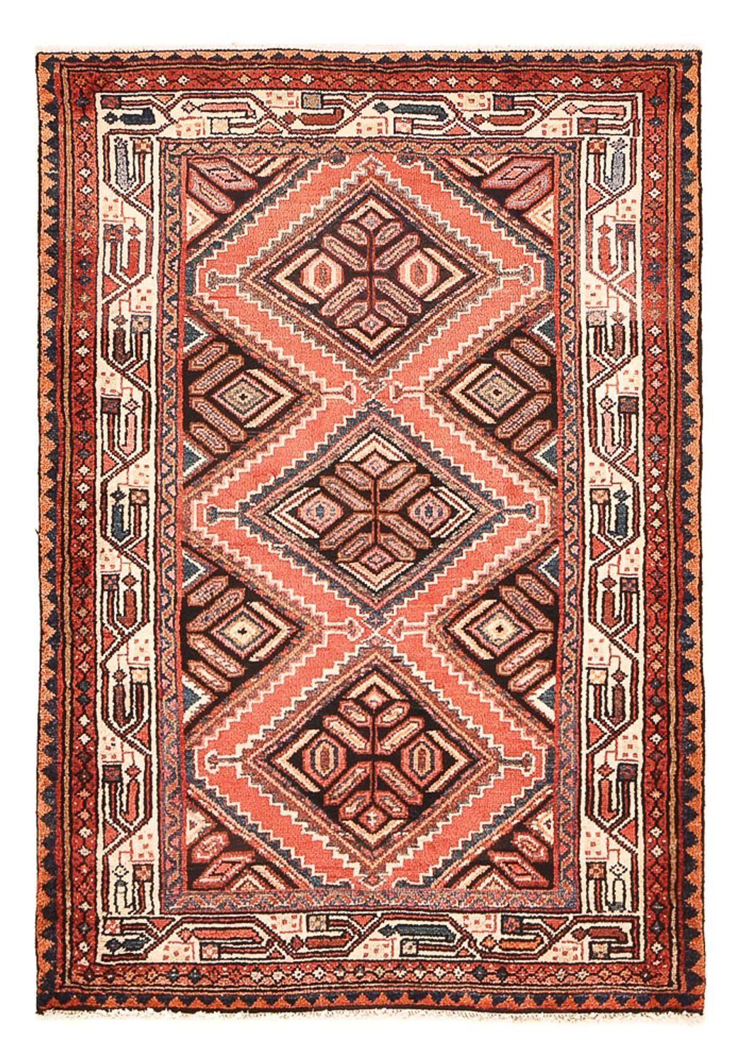 Tapis persan - Nomadic - 140 x 97 cm - rouge clair
