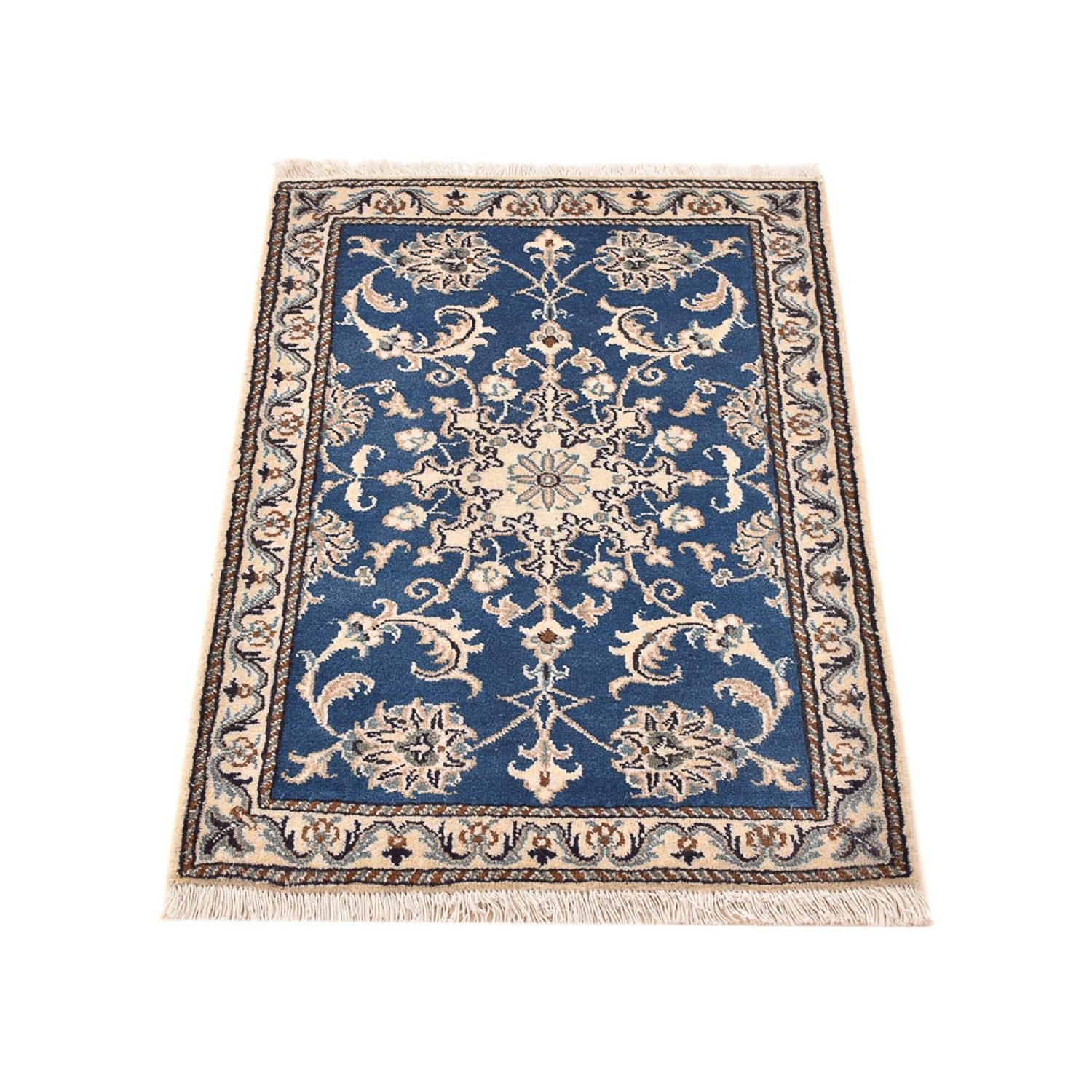 Tapis persan - Nain - 88 x 60 cm - bleu