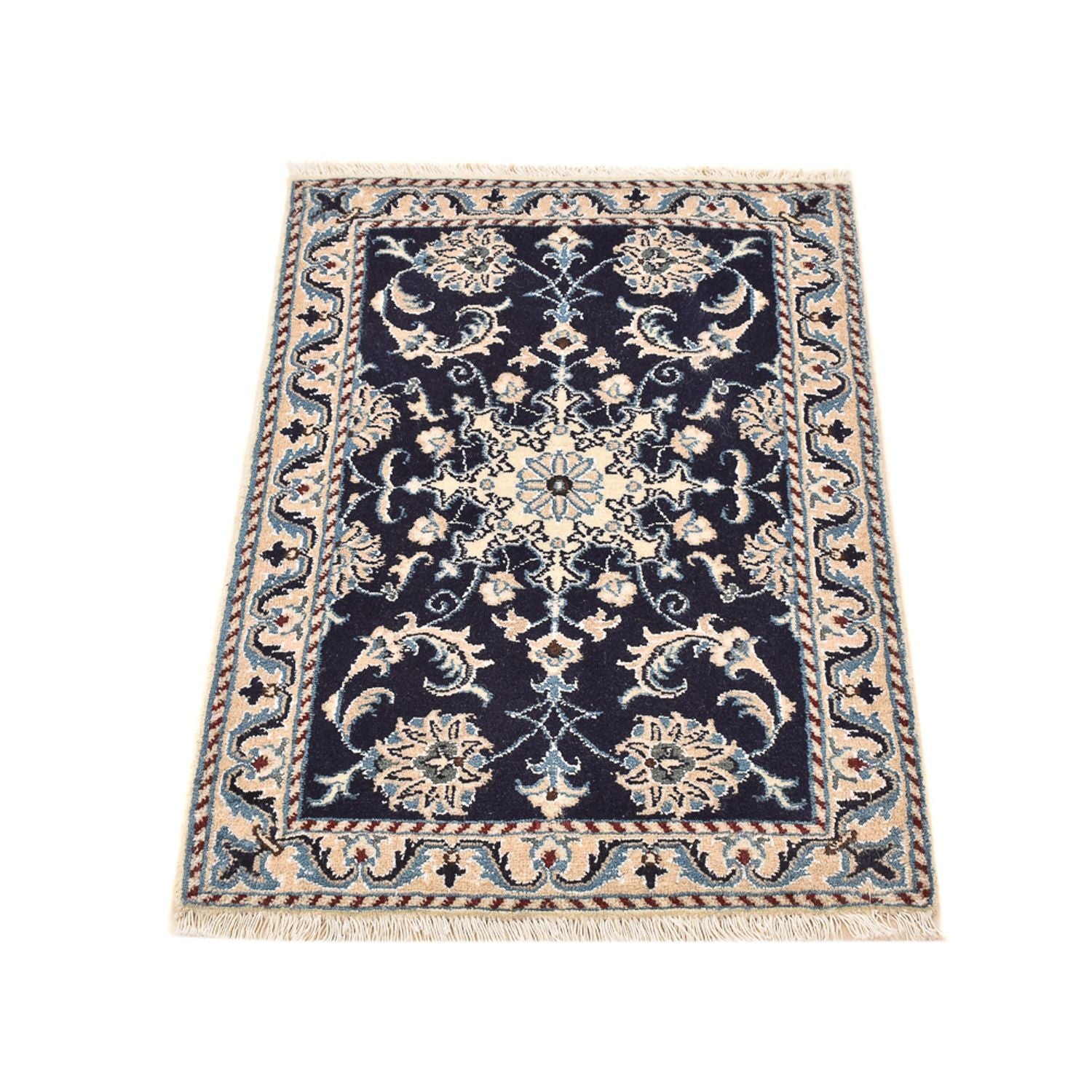 Tapis persan - Nain - 87 x 56 cm - bleu foncé