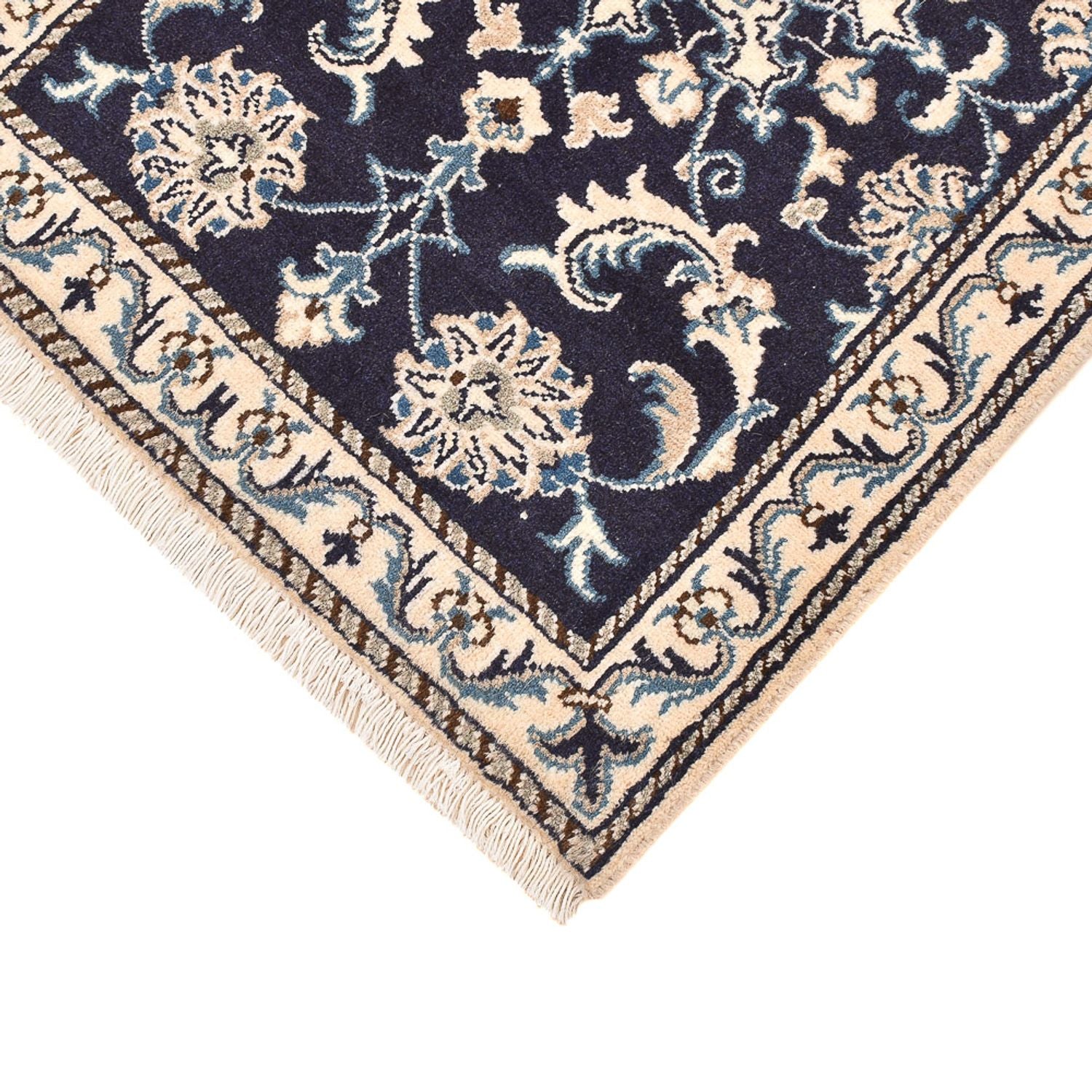 Tapis persan - Nain - 89 x 60 cm - bleu foncé