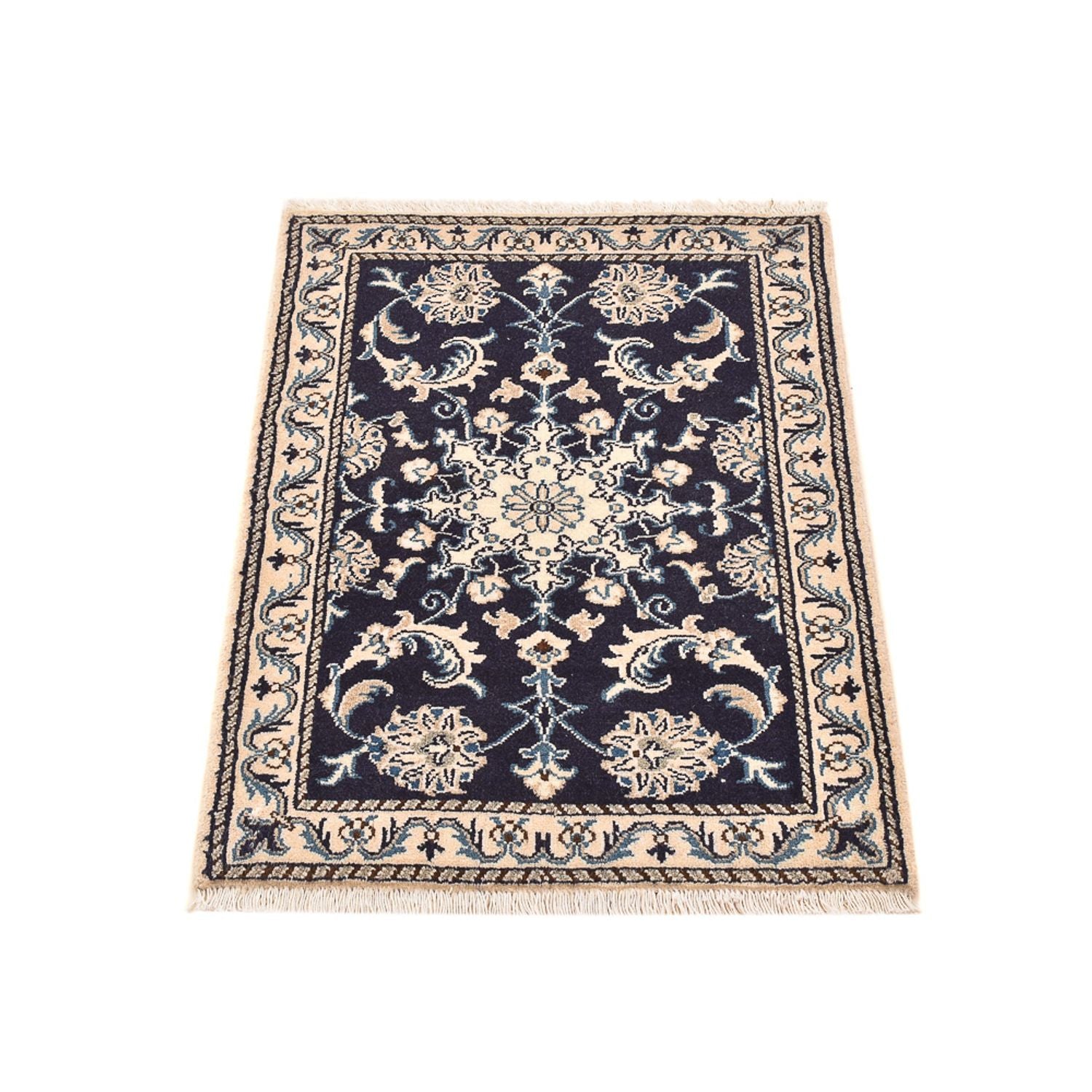 Tapis persan - Nain - 89 x 60 cm - bleu foncé
