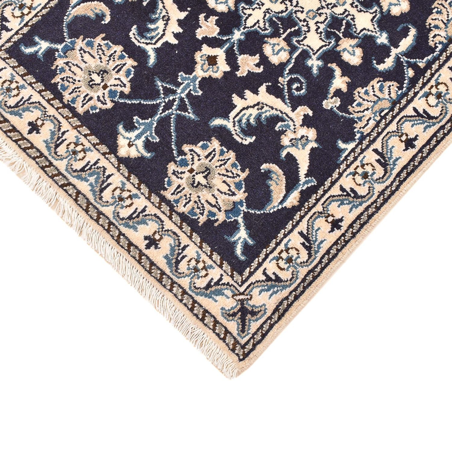 Tapis persan - Nain - 90 x 60 cm - bleu foncé