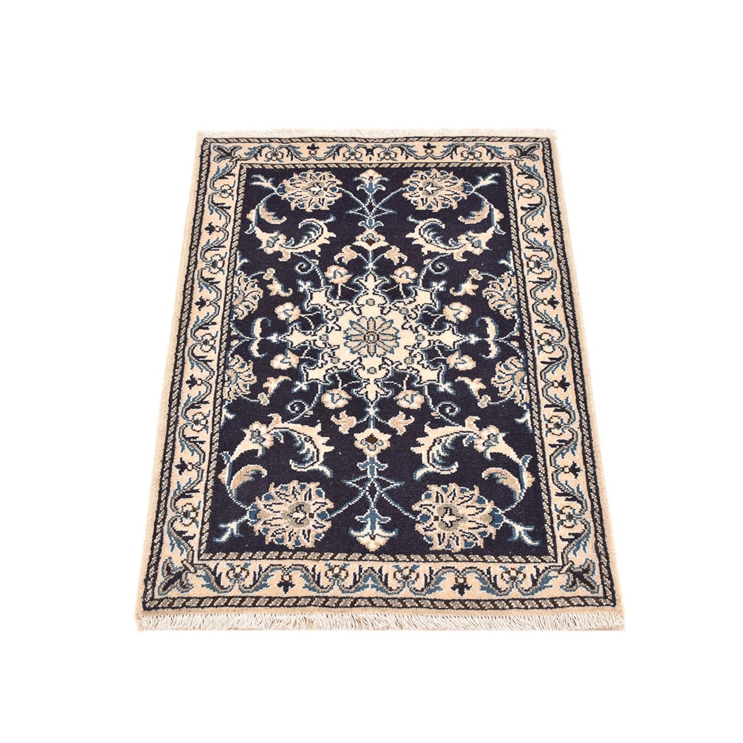 Tapis persan - Nain - 90 x 60 cm - bleu foncé