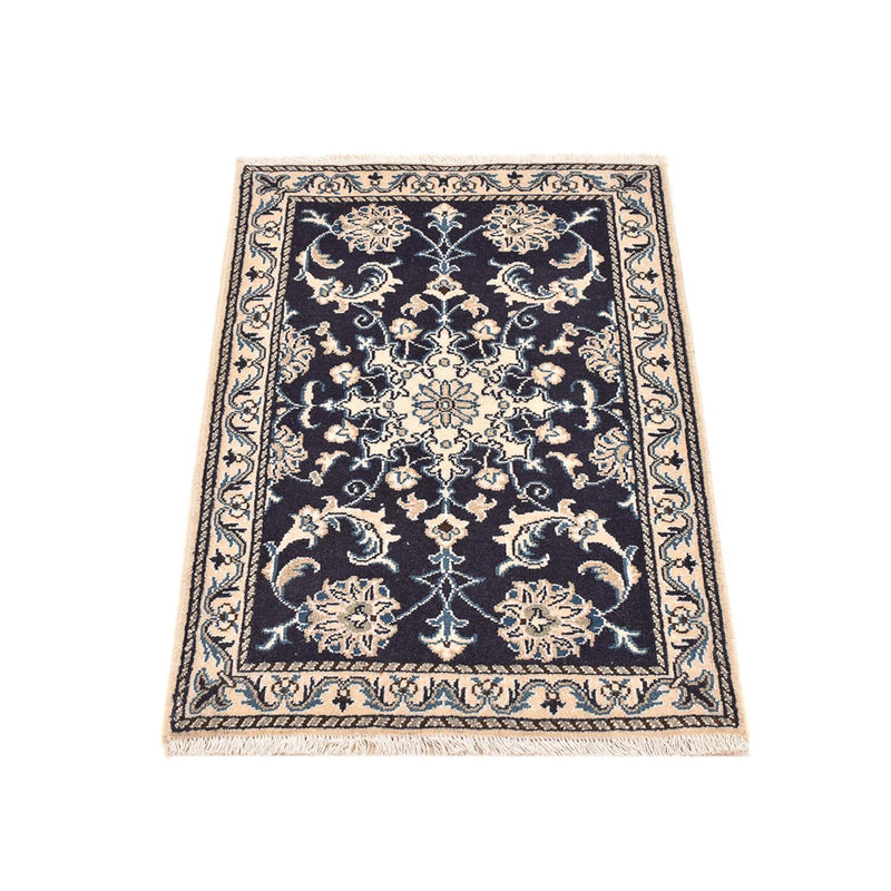 Tapis persan - Nain - 90 x 60 cm - bleu foncé
