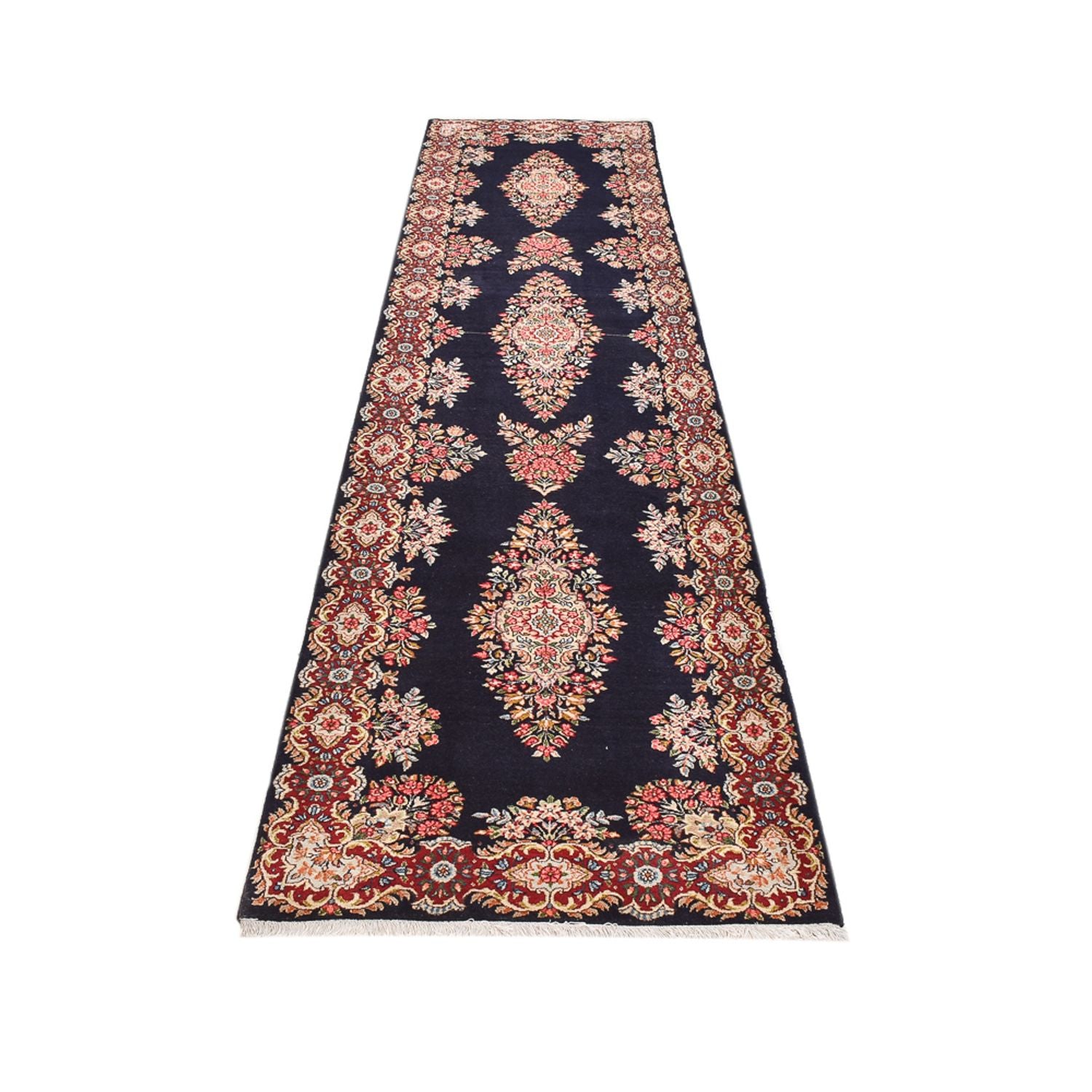 Tapis de couloir Tapis persan - Royal - 397 x 93 cm - bleu foncé