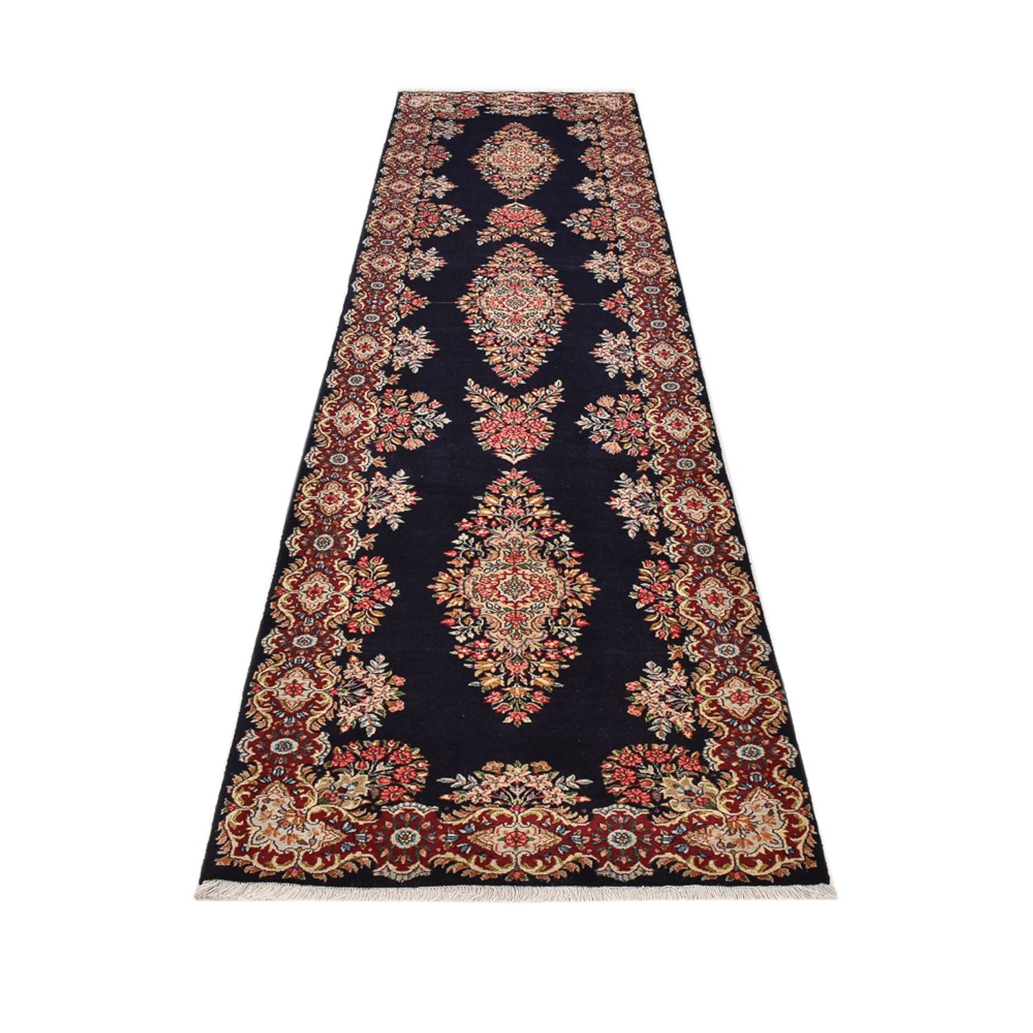 Tapis de couloir Tapis persan - Royal - 397 x 94 cm - bleu foncé