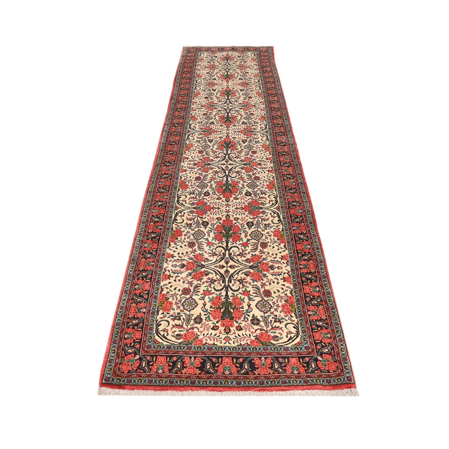 Tapis de couloir Tapis persan - Bidjar - 405 x 95 cm - beige foncé