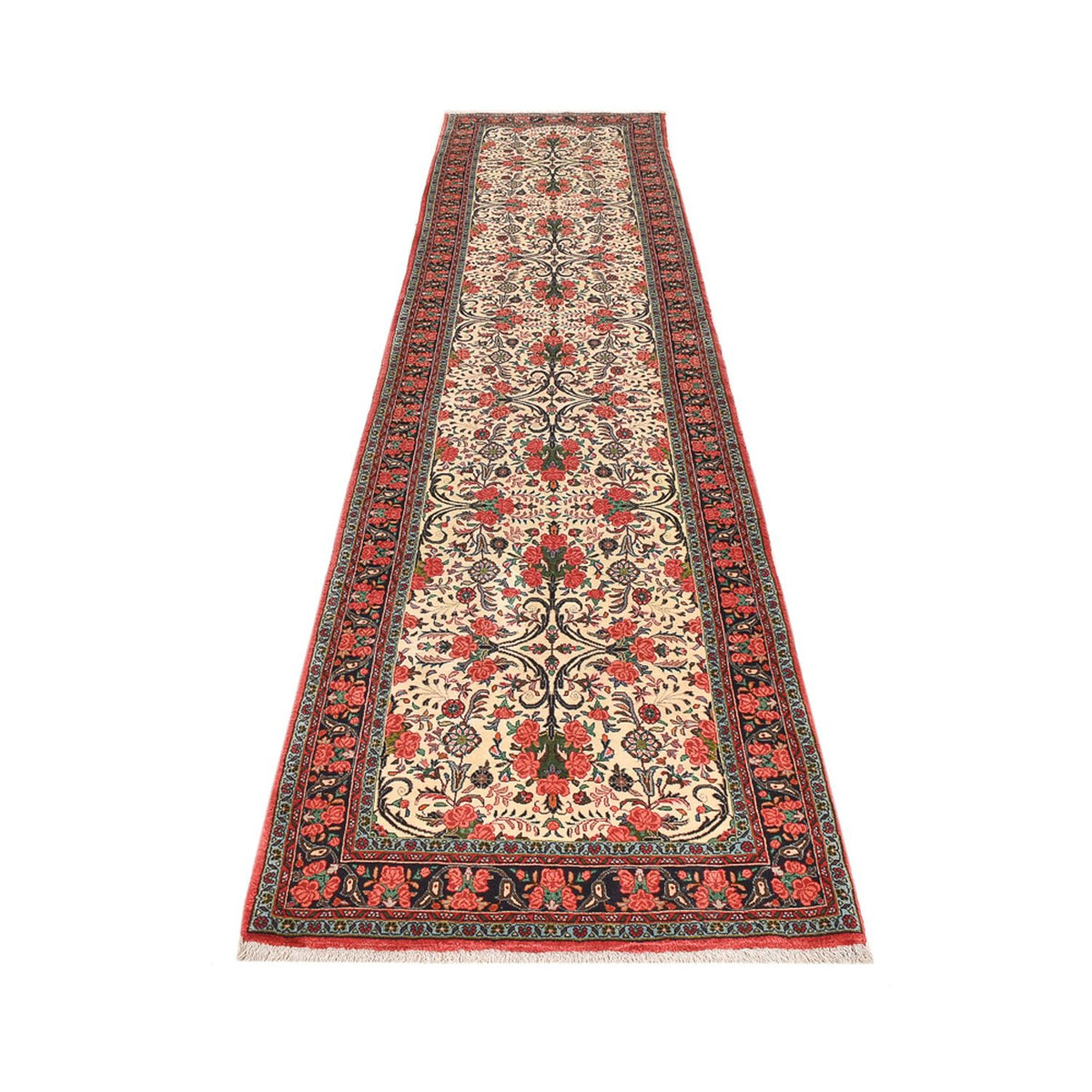 Tapis de couloir Tapis persan - Bidjar - 405 x 95 cm - beige foncé
