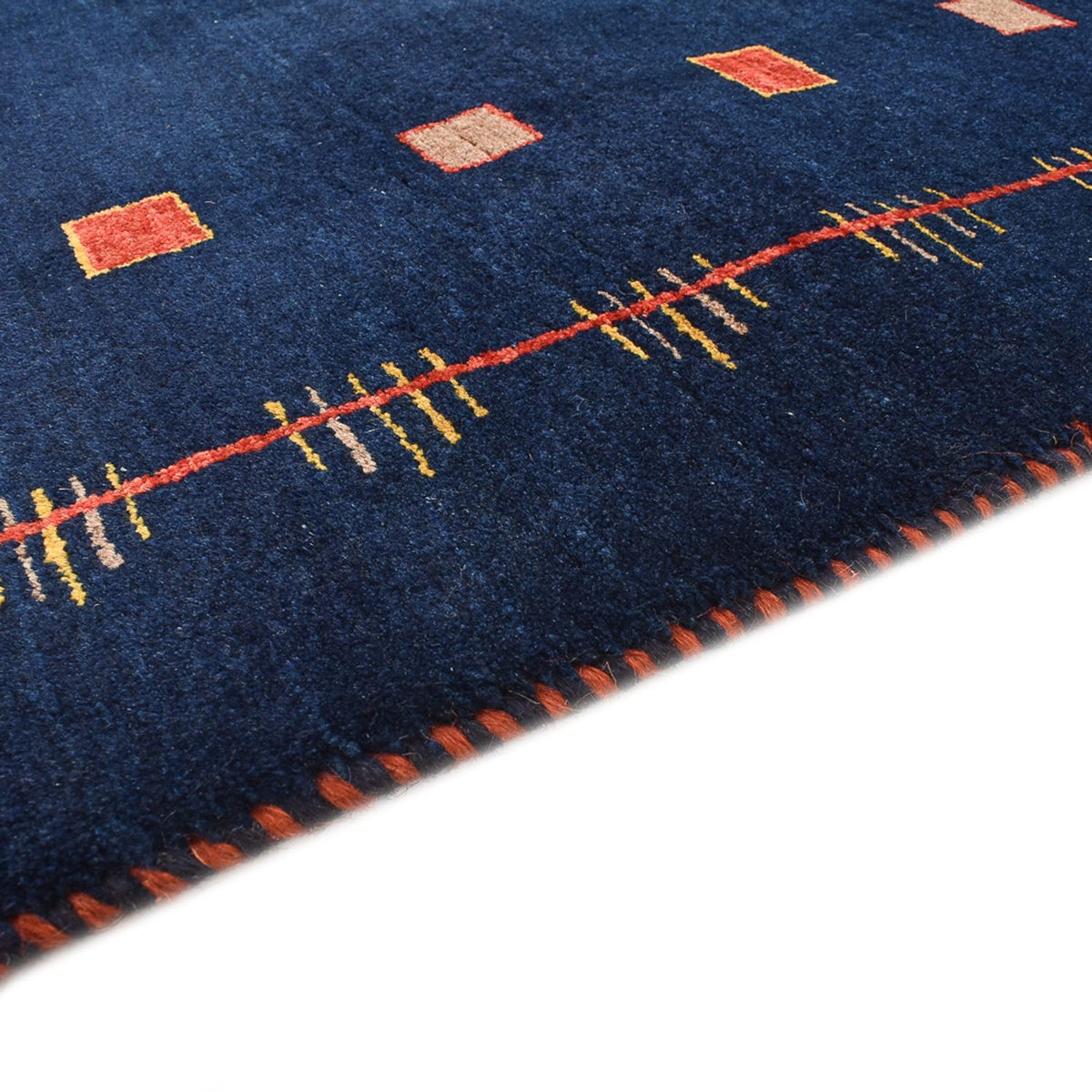 Tapis Gabbeh - Loribaft Persan - 143 x 110 cm - bleu foncé