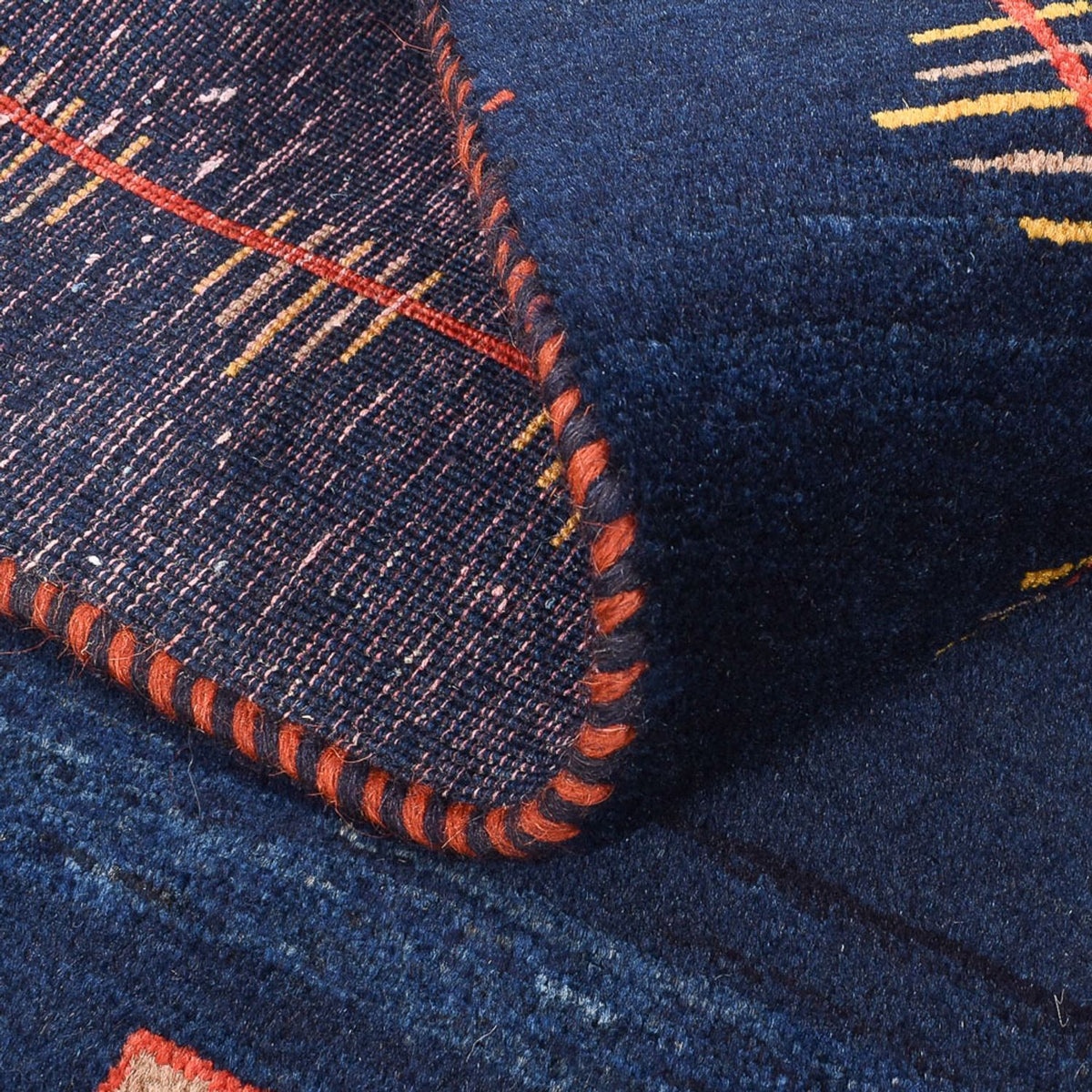 Tapis Gabbeh - Loribaft Persan - 143 x 110 cm - bleu foncé