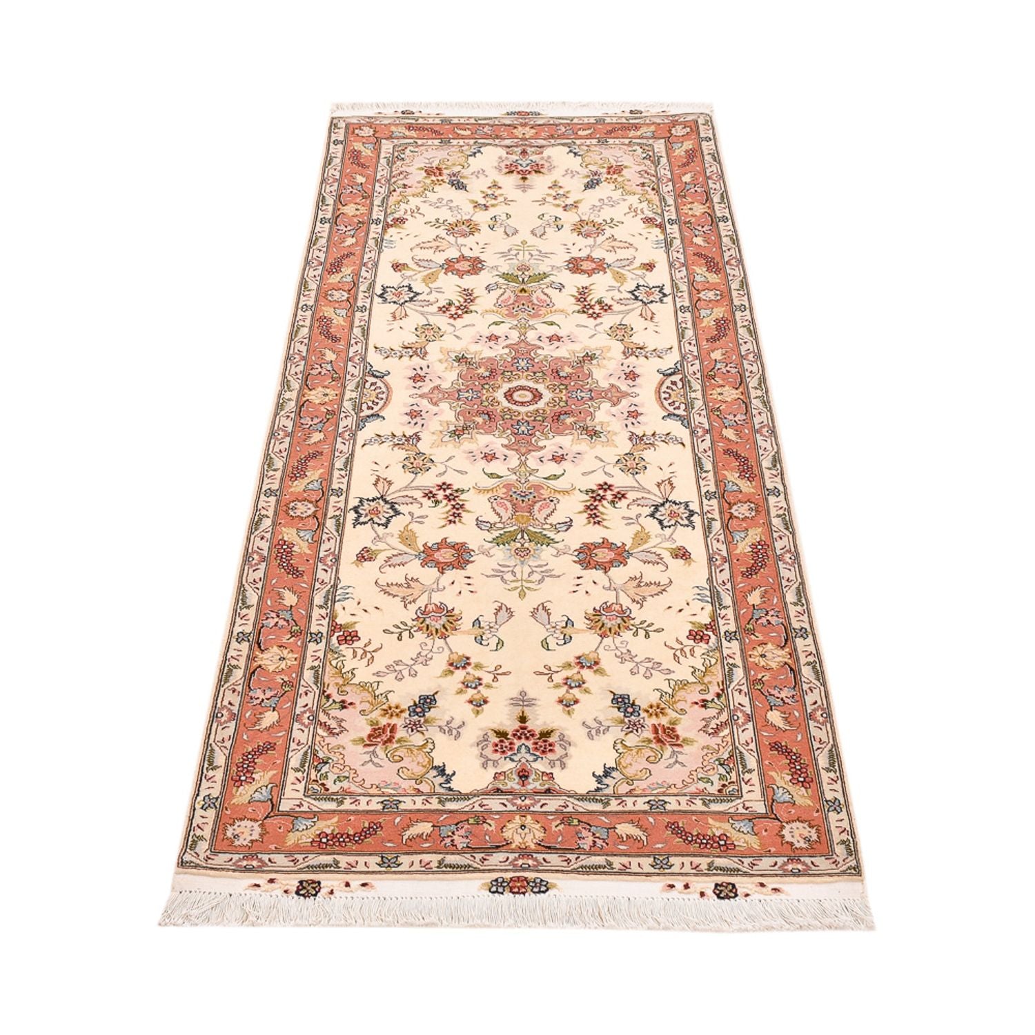 Tapis de couloir Tapis persan - Tabriz - Royal - 195 x 80 cm - beige