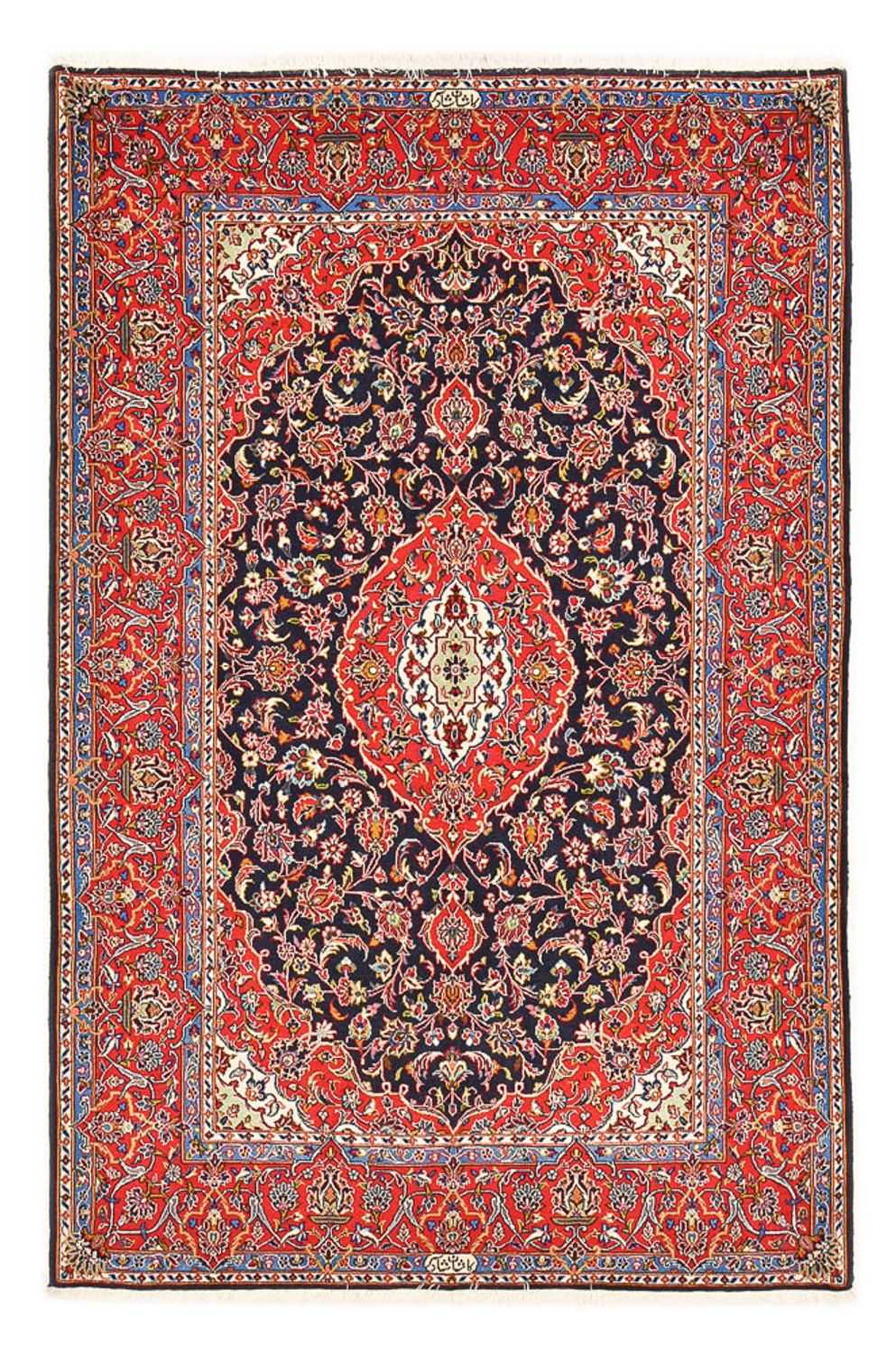 Tapis persan - Keshan - 217 x 143 cm - bleu foncé