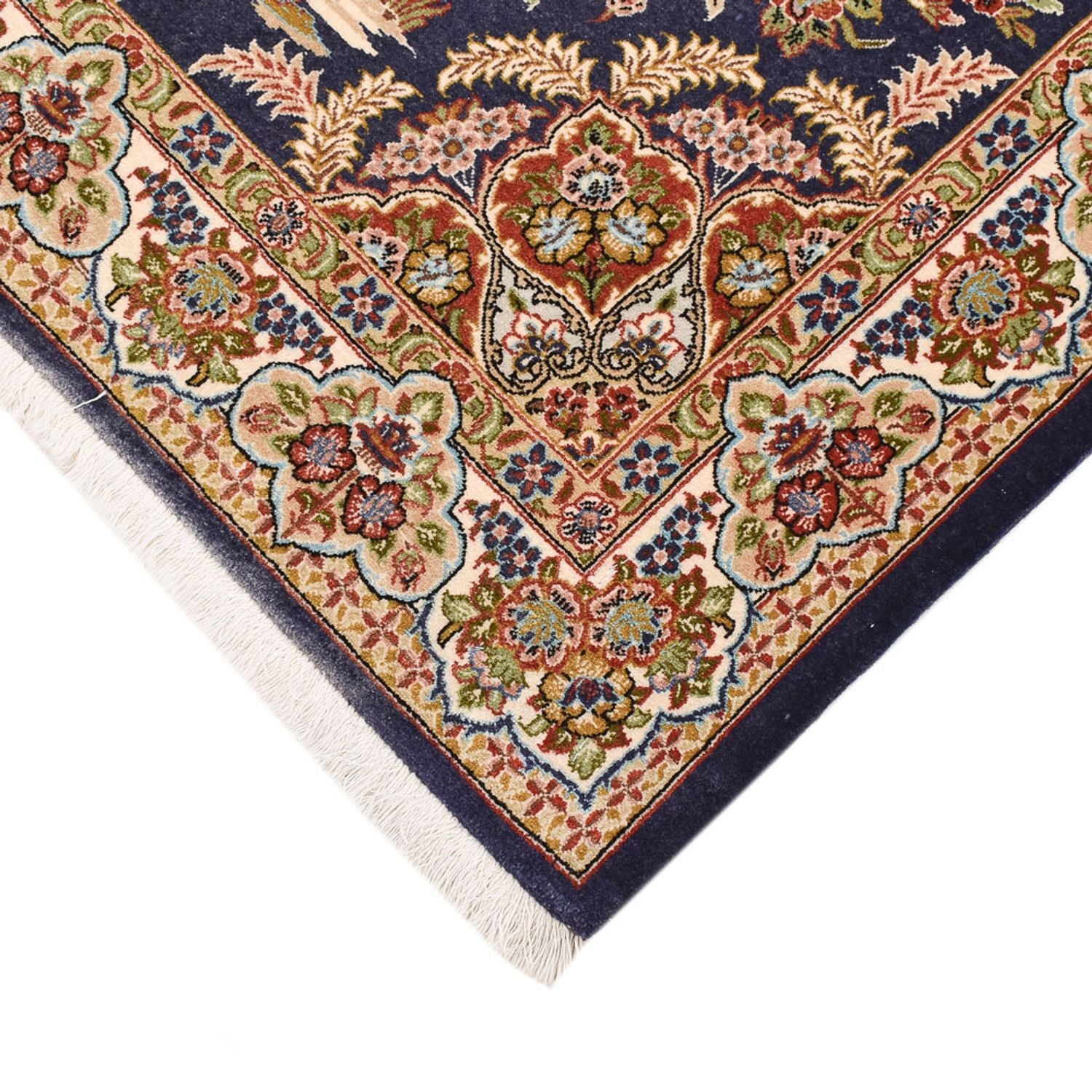 Tapis persan - Ghom - Royal - 154 x 102 cm - bleu foncé