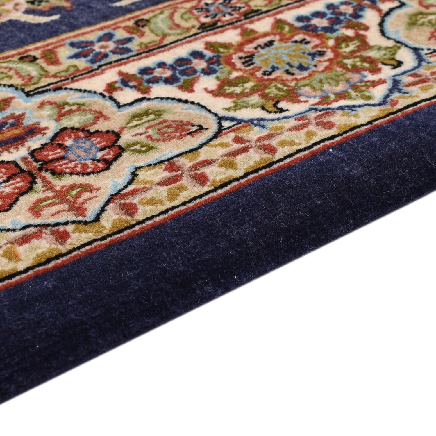 Tapis persan - Ghom - Royal - 154 x 102 cm - bleu foncé