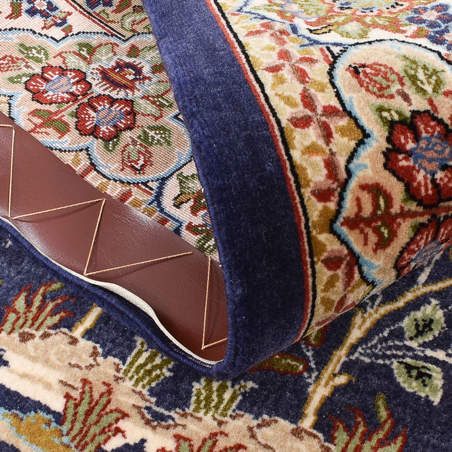 Tapis persan - Ghom - Royal - 154 x 102 cm - bleu foncé