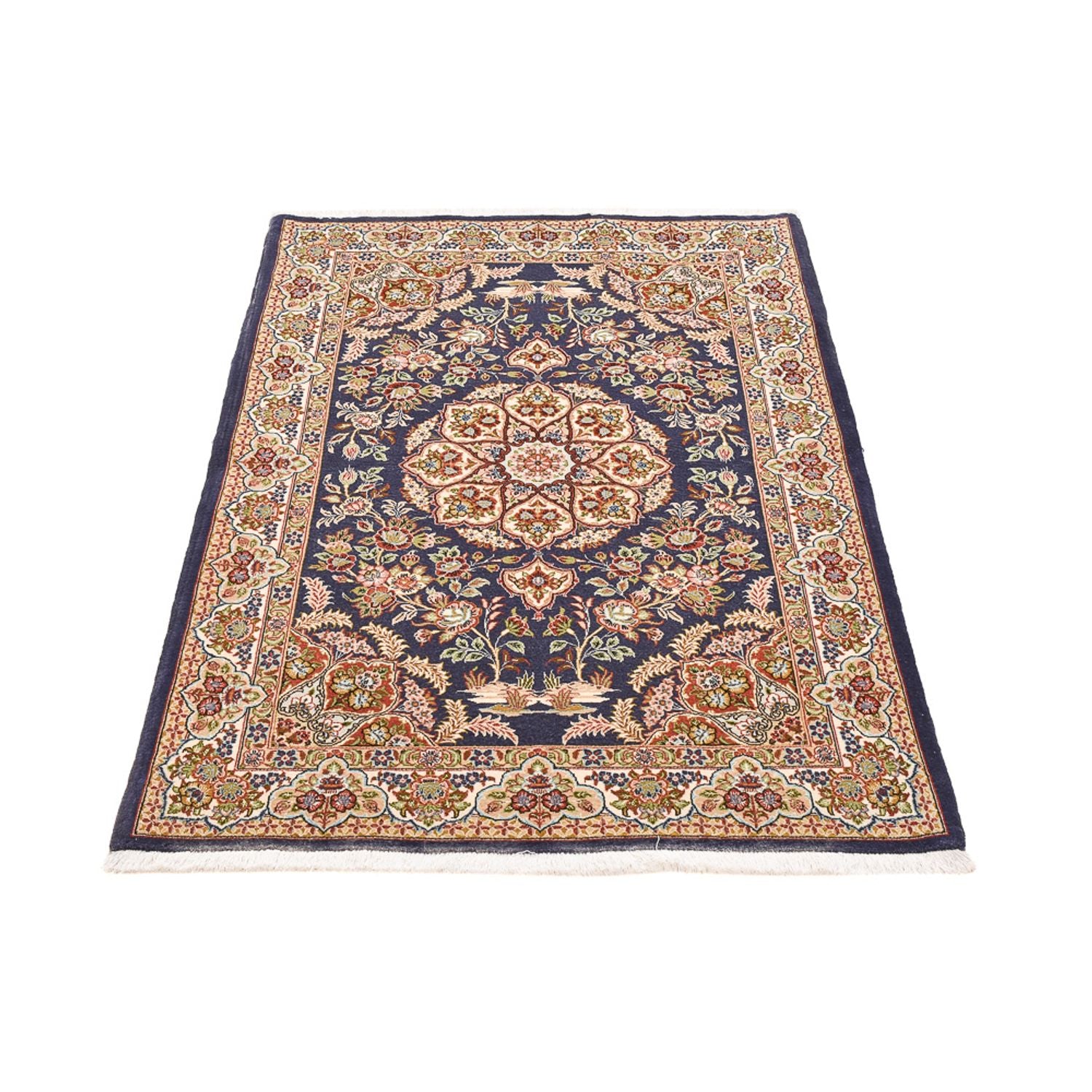 Tapis persan - Ghom - Royal - 154 x 102 cm - bleu foncé