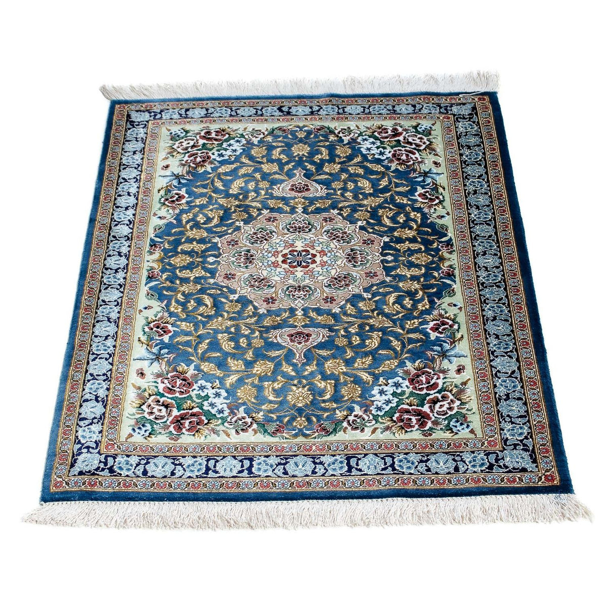 Tapis persan - Ghom - 85 x 59 cm - bleu