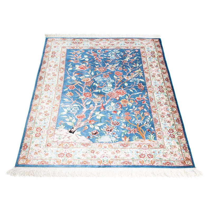 Tapis persan - Ghom - 121 x 77 cm - bleu clair
