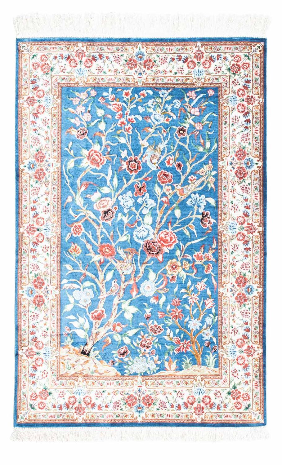 Tapis persan - Ghom - 118 x 75 cm - bleu clair