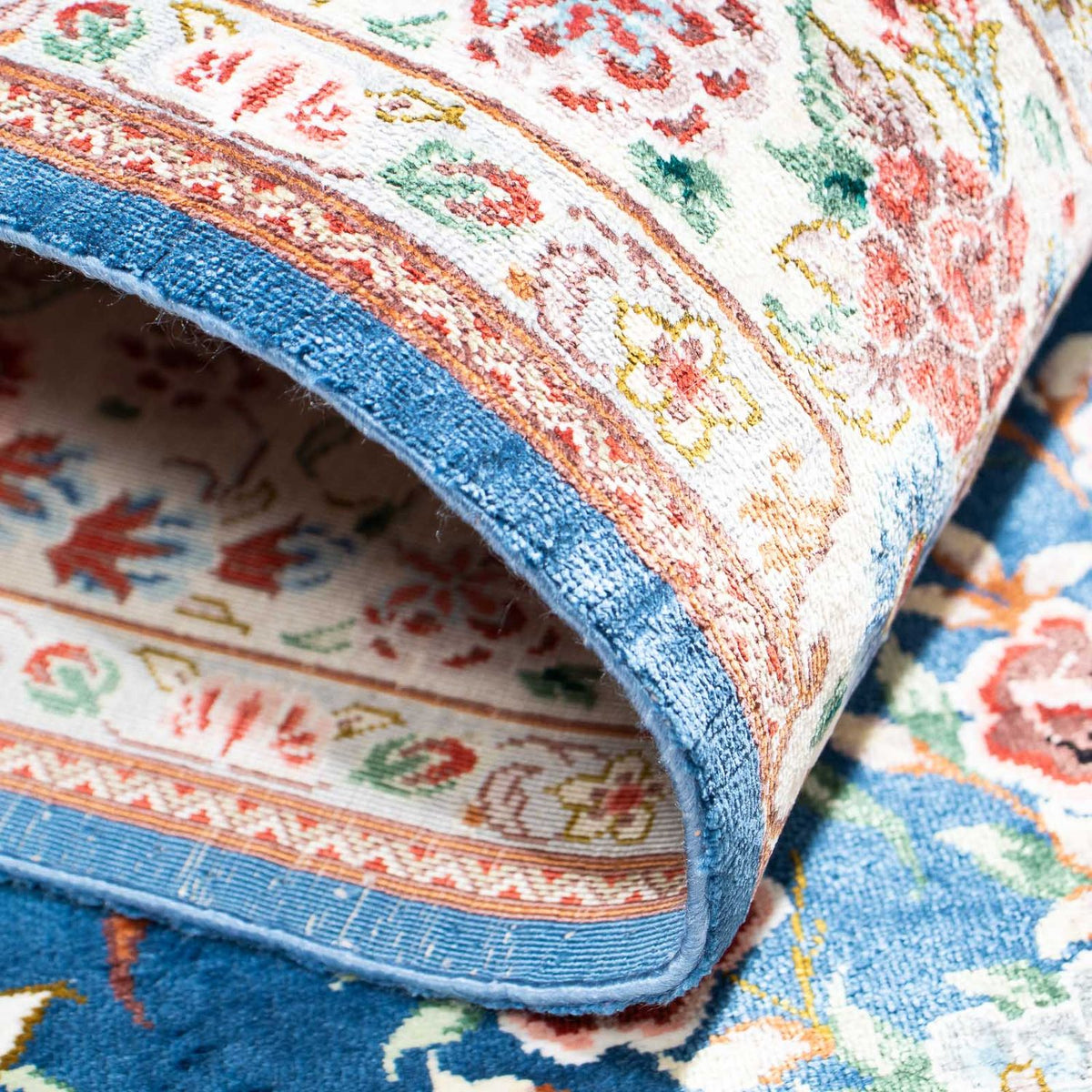 Tapis persan - Ghom - 118 x 75 cm - bleu clair