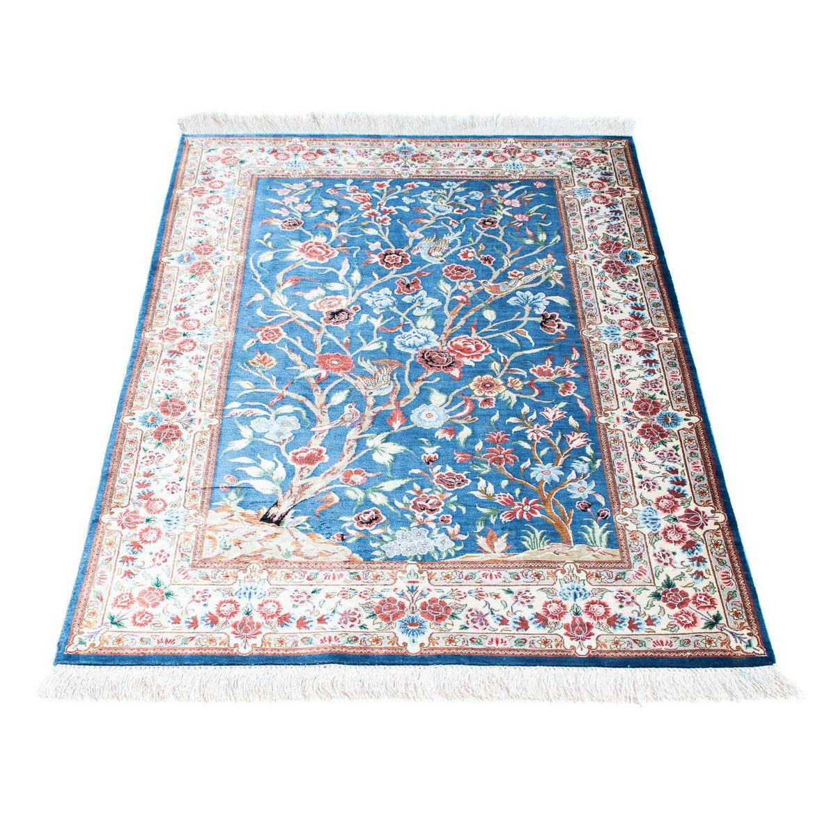 Tapis persan - Ghom - 118 x 75 cm - bleu clair
