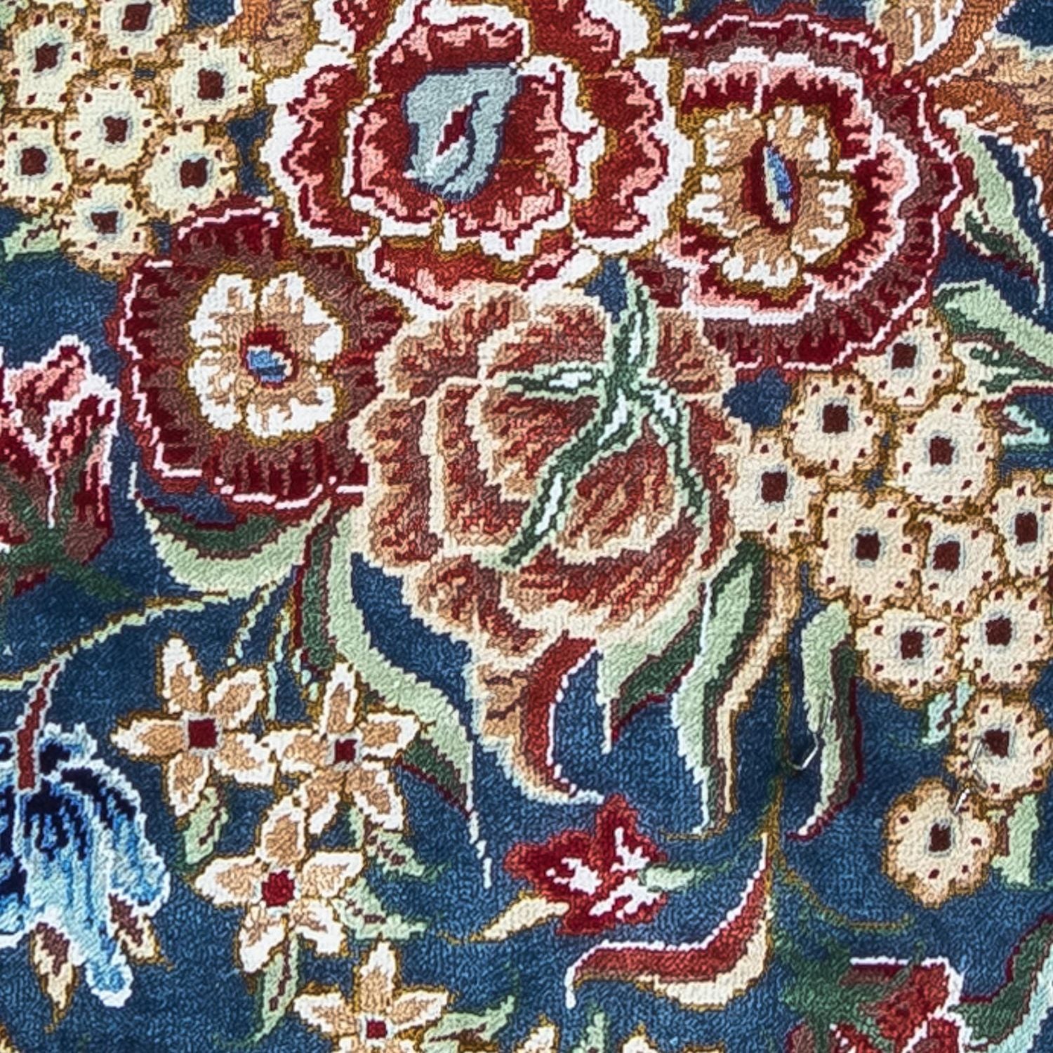 Tapis en soie - Ghom soie - Premium - 40 x 28 cm - bleu foncé