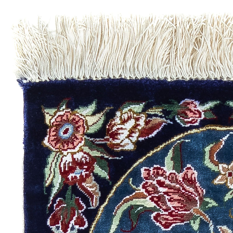 Tapis en soie - Ghom soie - Premium - 40 x 28 cm - bleu foncé