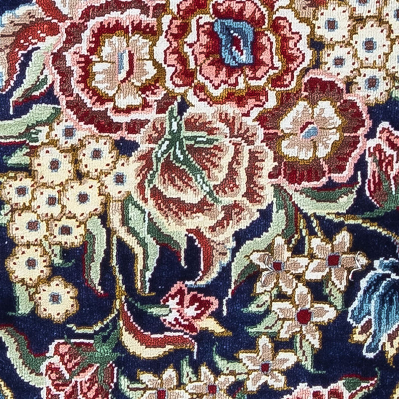 Tapis en soie - Ghom soie - Premium - 40 x 28 cm - bleu foncé