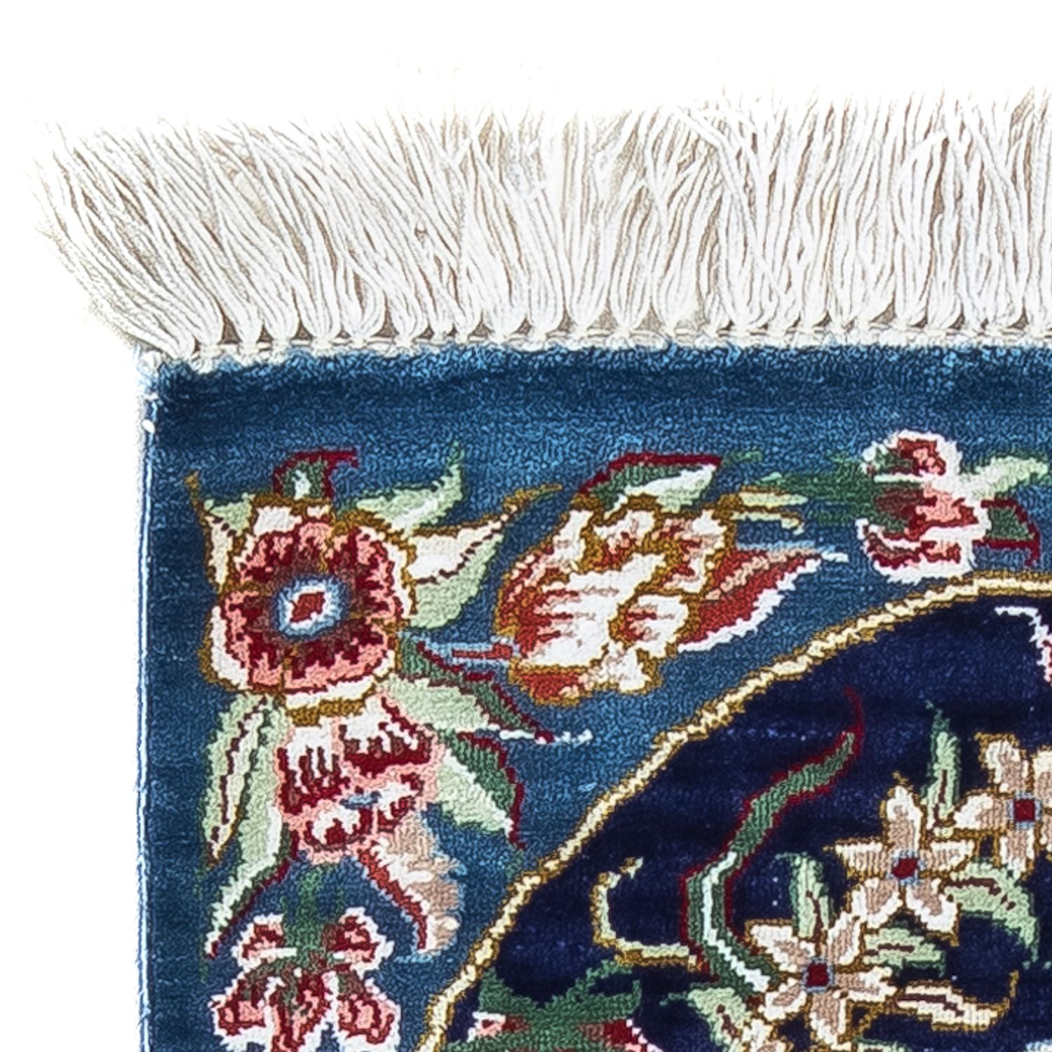 Tapis en soie - Ghom soie - Premium - 40 x 28 cm - bleu foncé