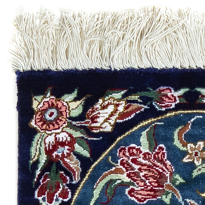 Tapis en soie - Ghom soie - Premium - 40 x 28 cm - bleu foncé