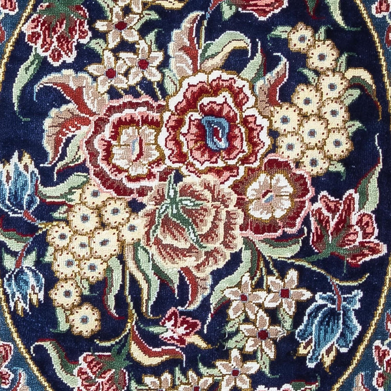 Tapis en soie - Ghom soie - Premium - 40 x 28 cm - bleu foncé